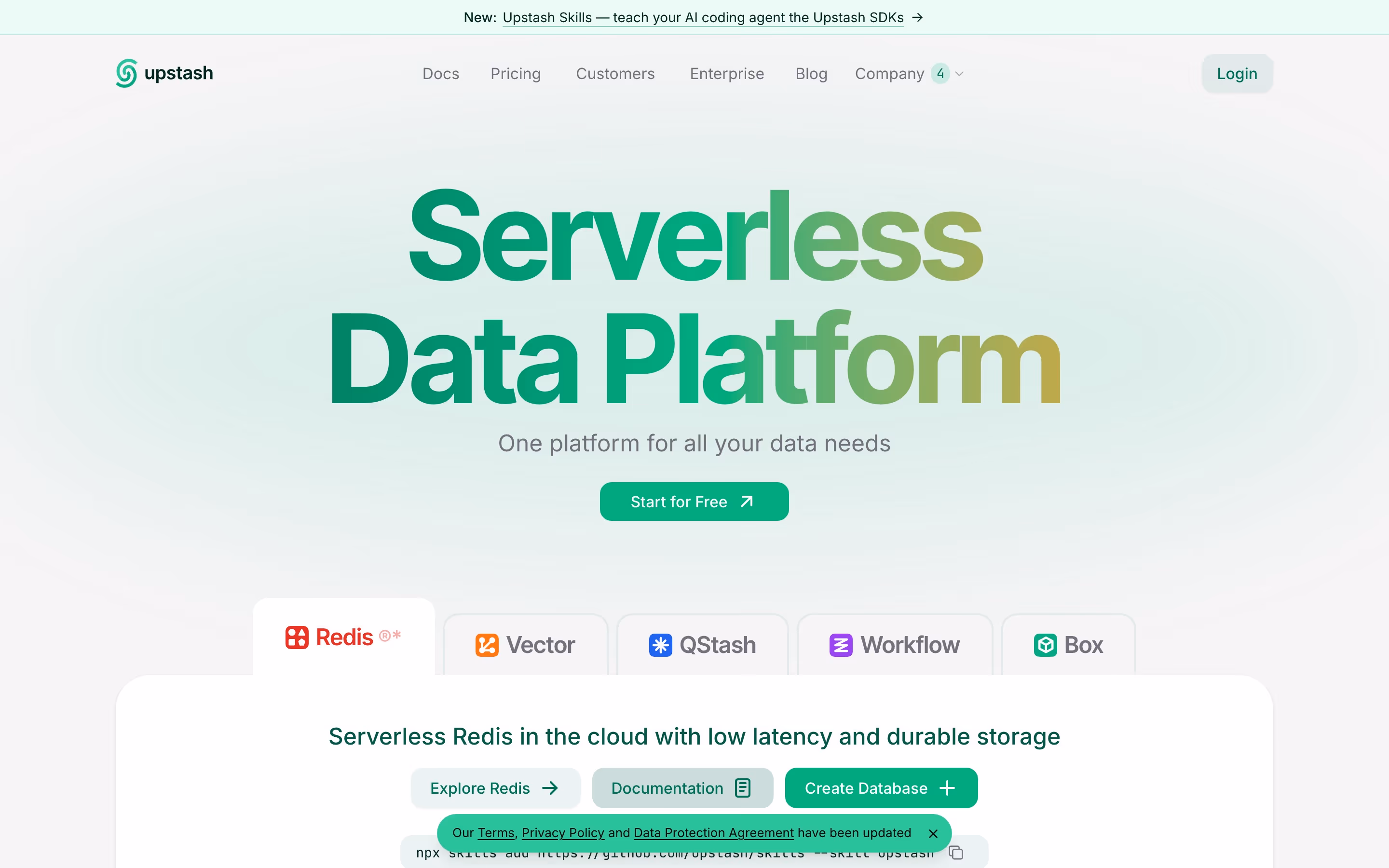 Upstash hero design — Engineering & Infrastructure