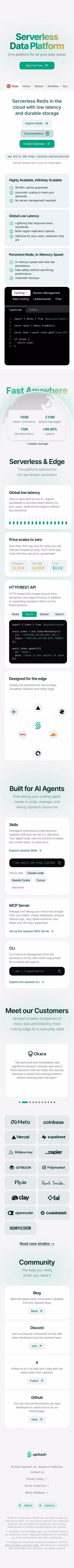 Responsive design on Upstash's website