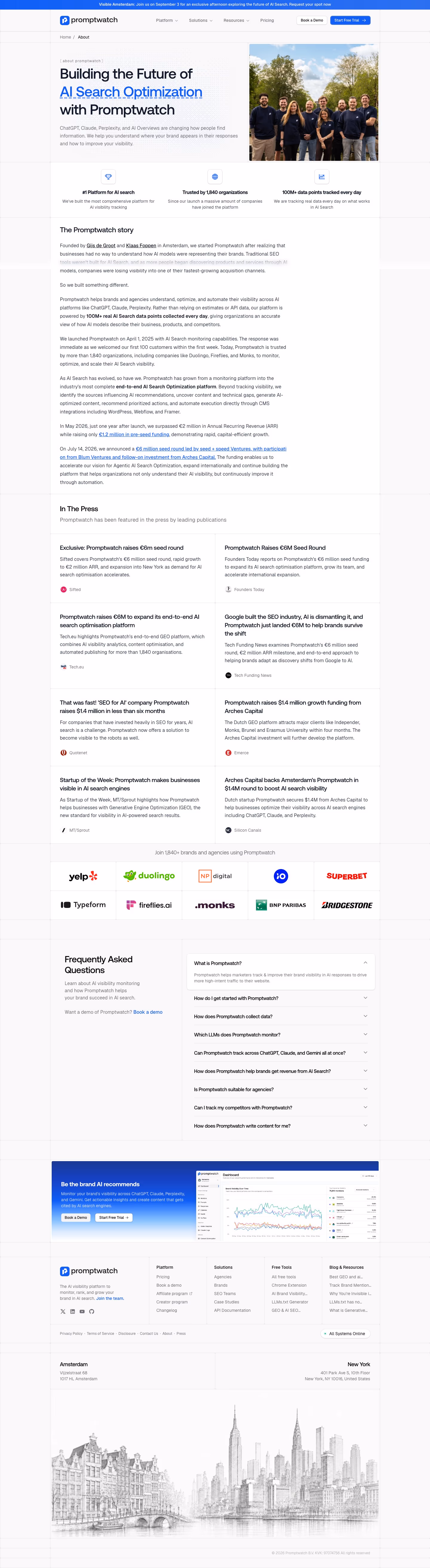 Promptwatch about us design — Data & Analytics