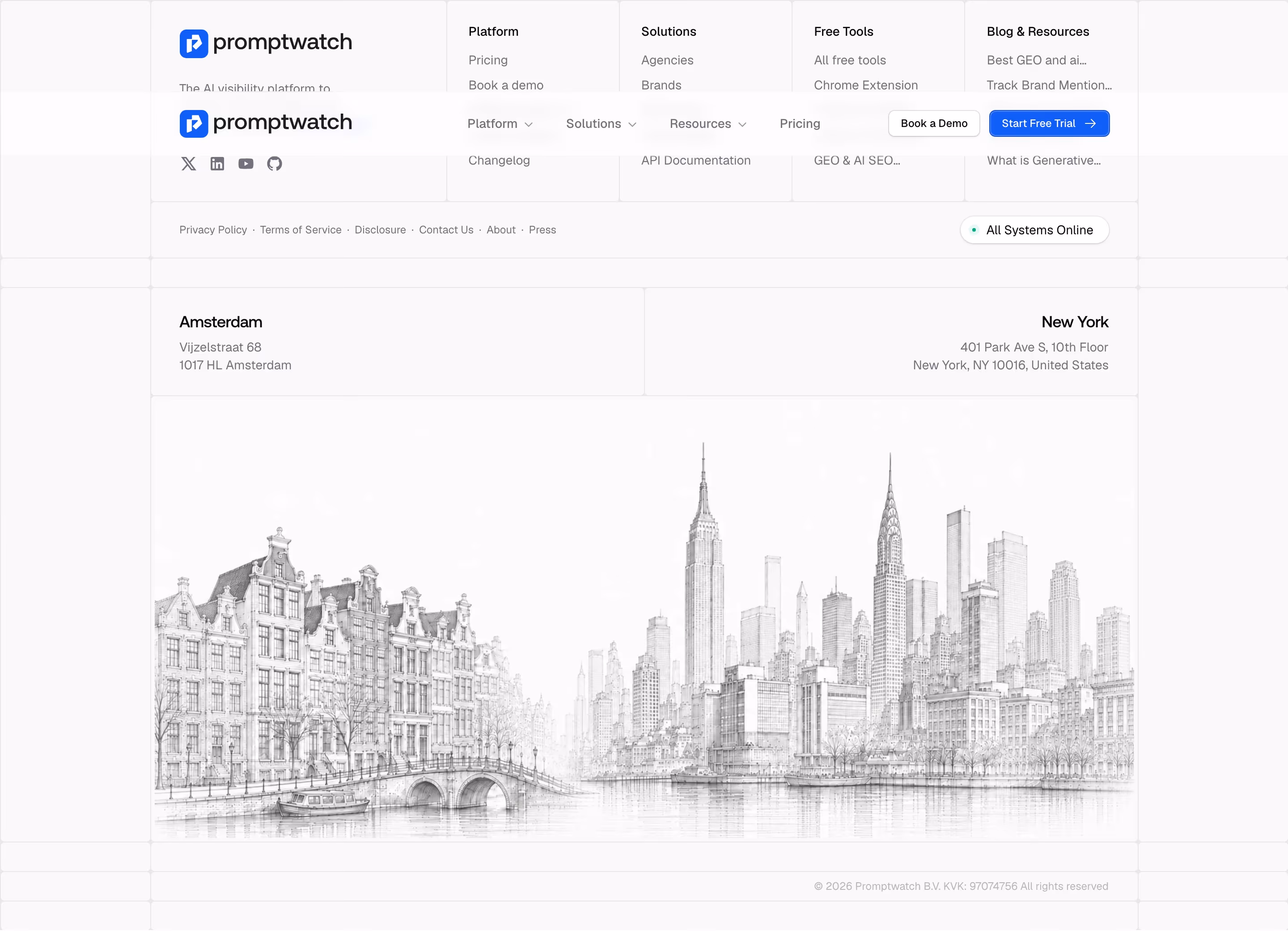 Promptwatch footer design — Data & Analytics