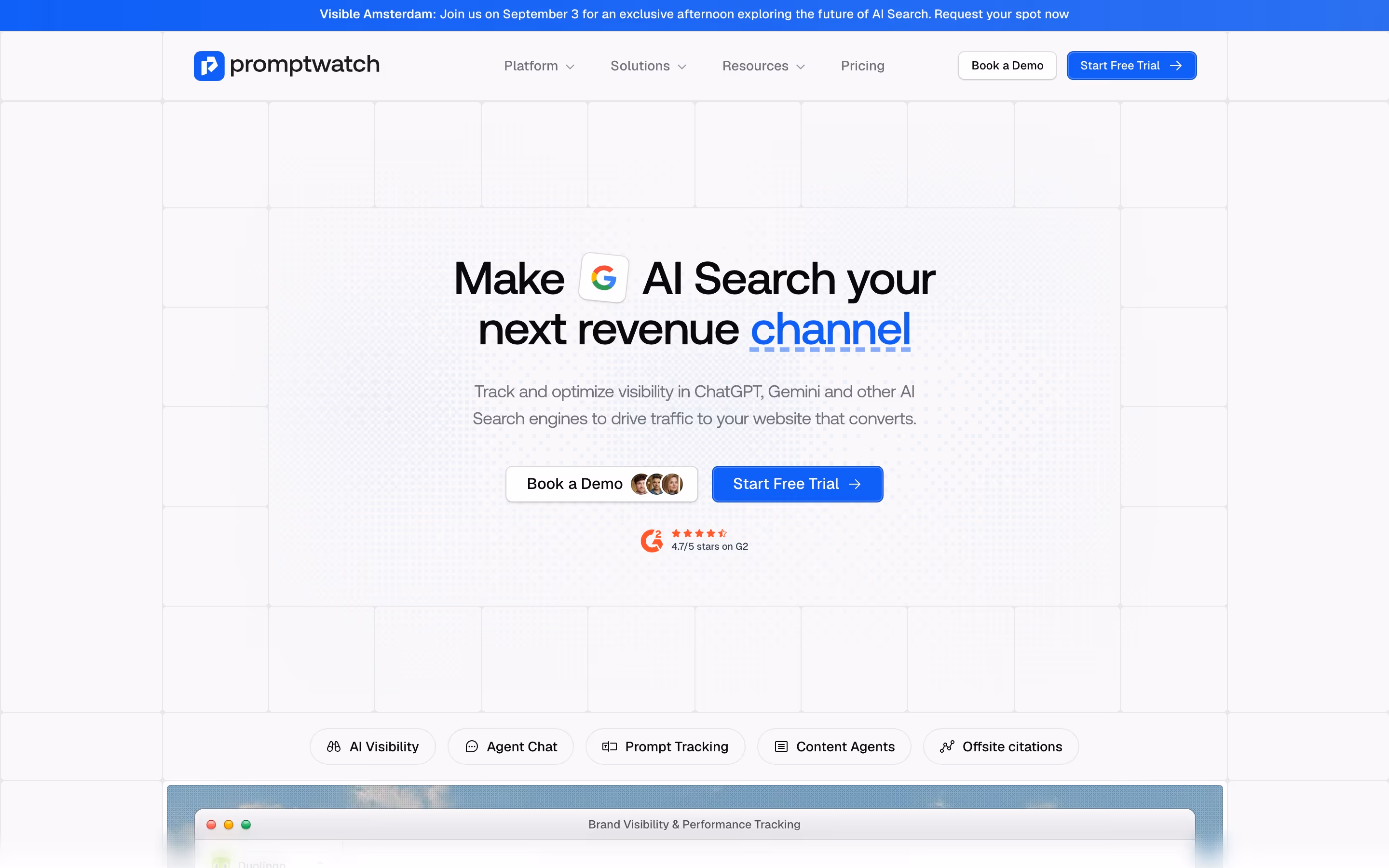 Promptwatch hero design — Data & Analytics