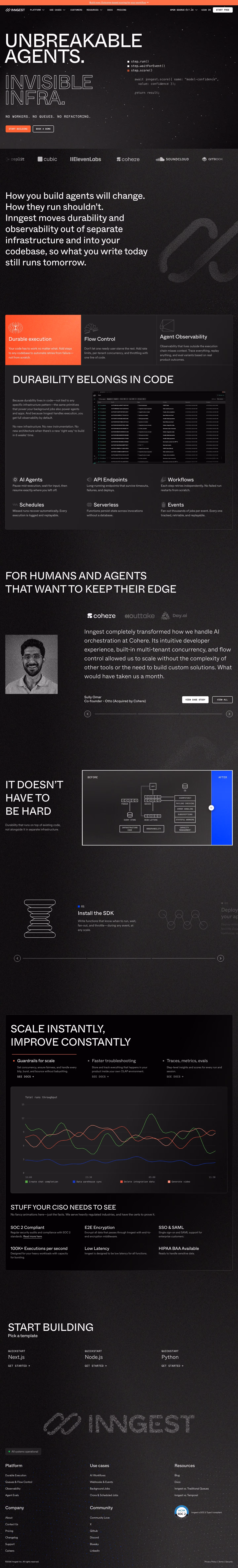 Inngest landing page design — Engineering & Infrastructure