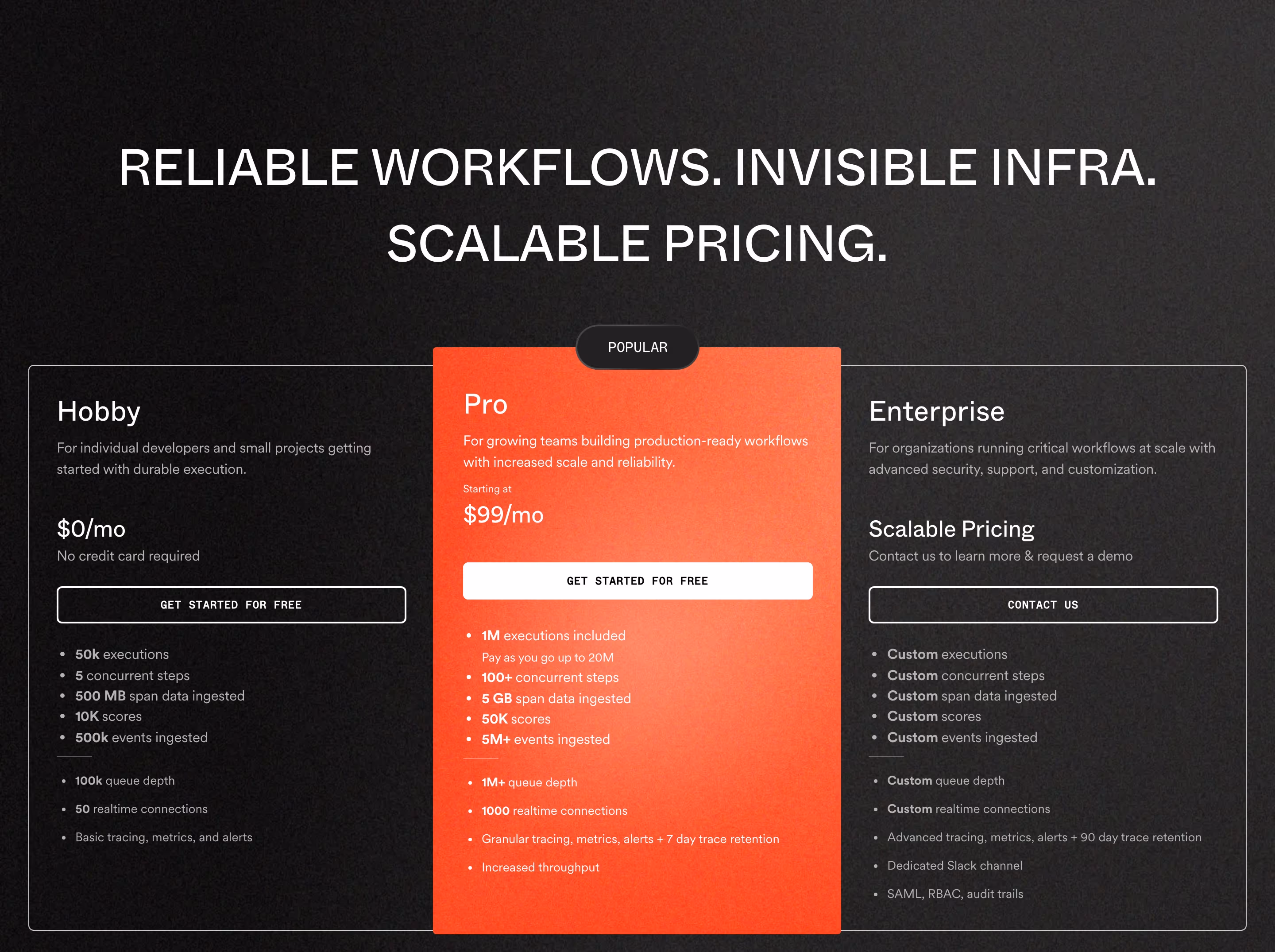 Inngest Pricing section design