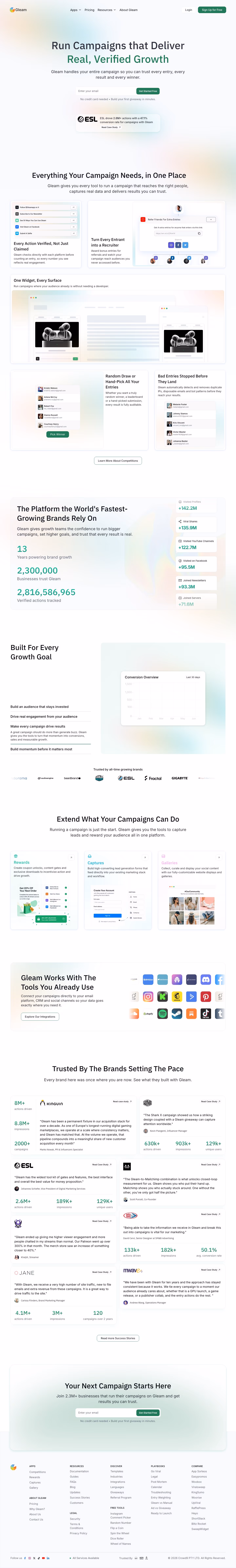 Gleam full landing page screenshot (desktop)