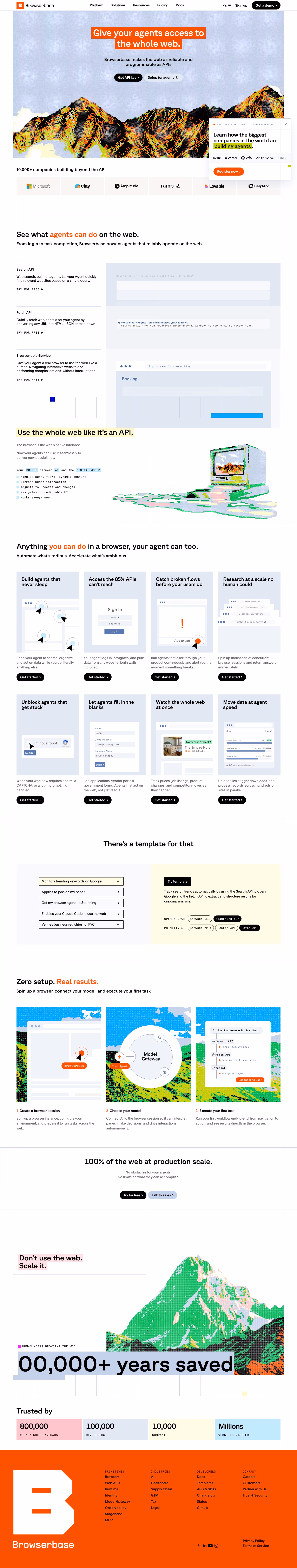 Browserbase landing page design — Engineering & Infrastructure