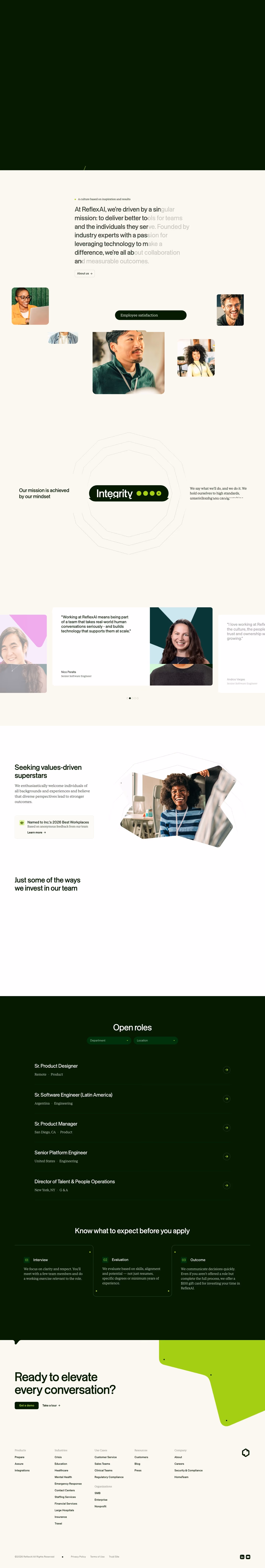 Reflexai Careers pages section design