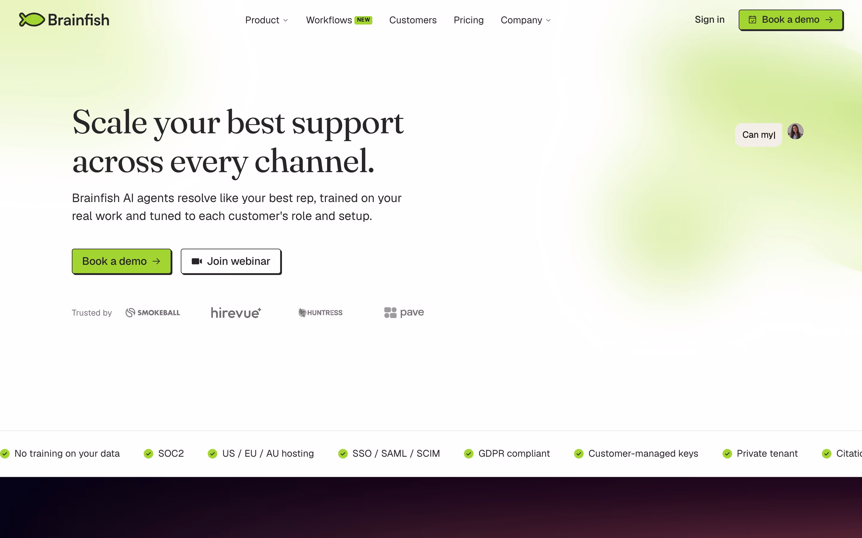 Brainfish hero design — Sales & Support