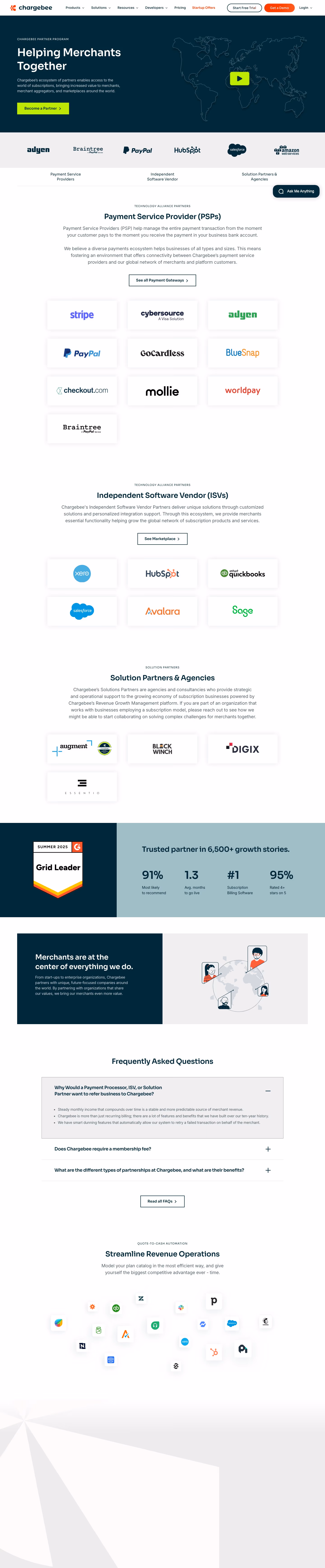 Chargebee Affiliate pages section design