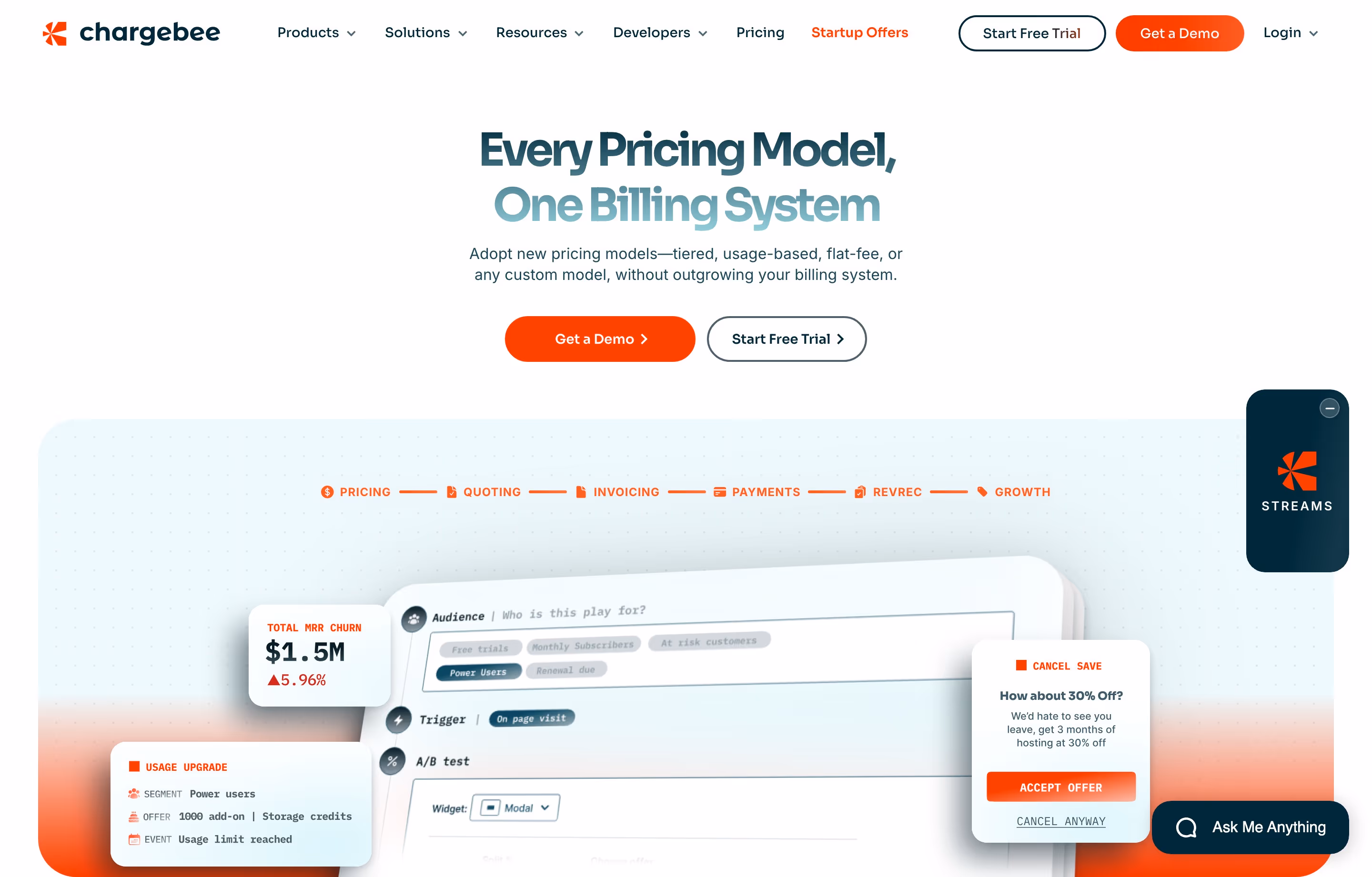 Chargebee hero design — Finance & Commerce