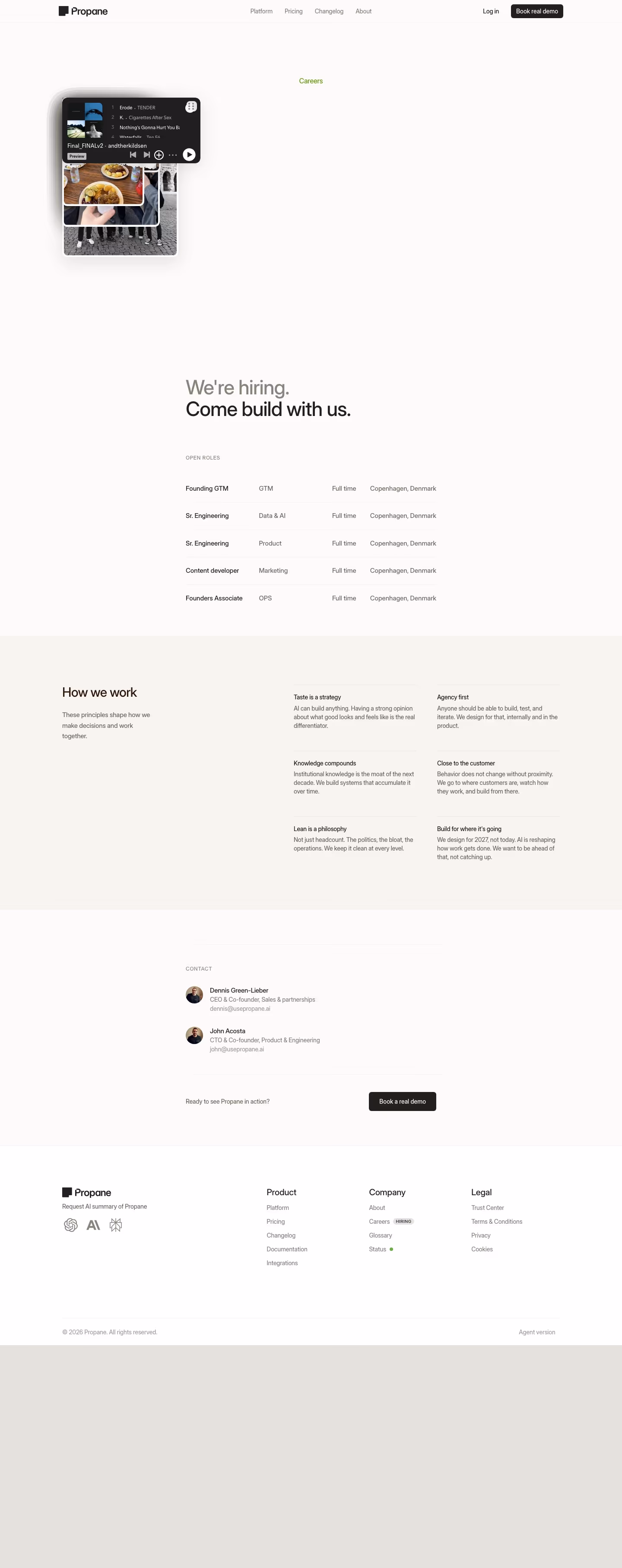 Usepropane Careers pages section design