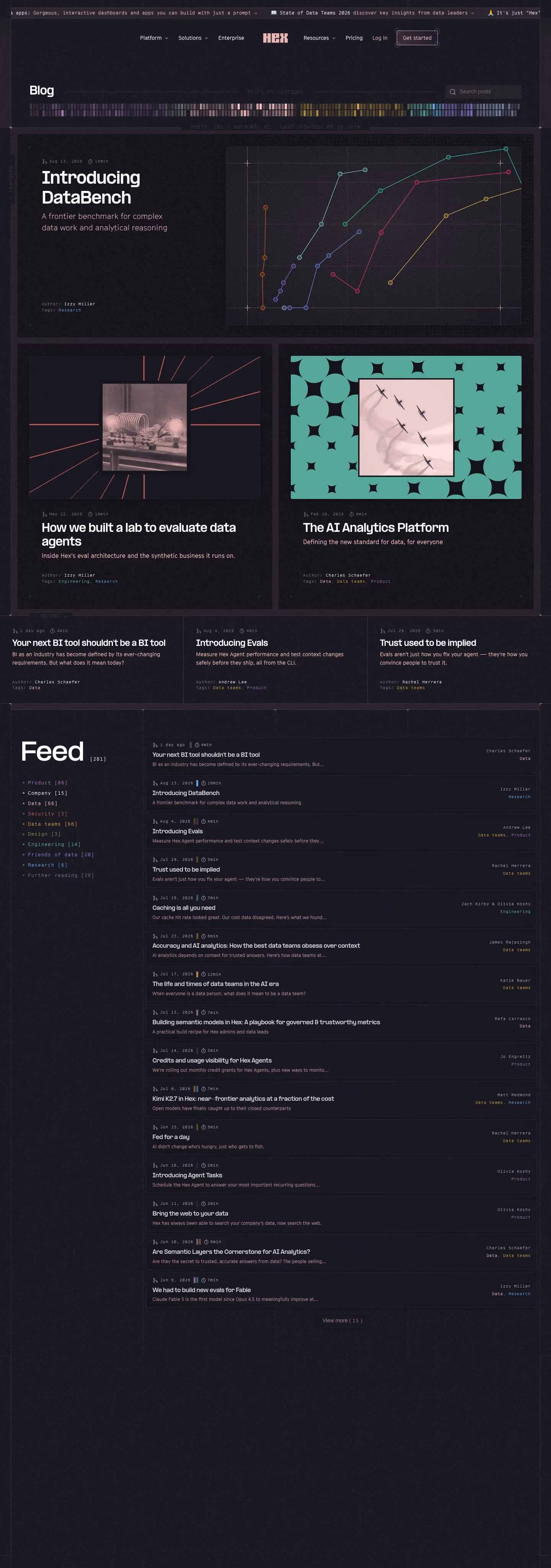 Hex Blog pages section design