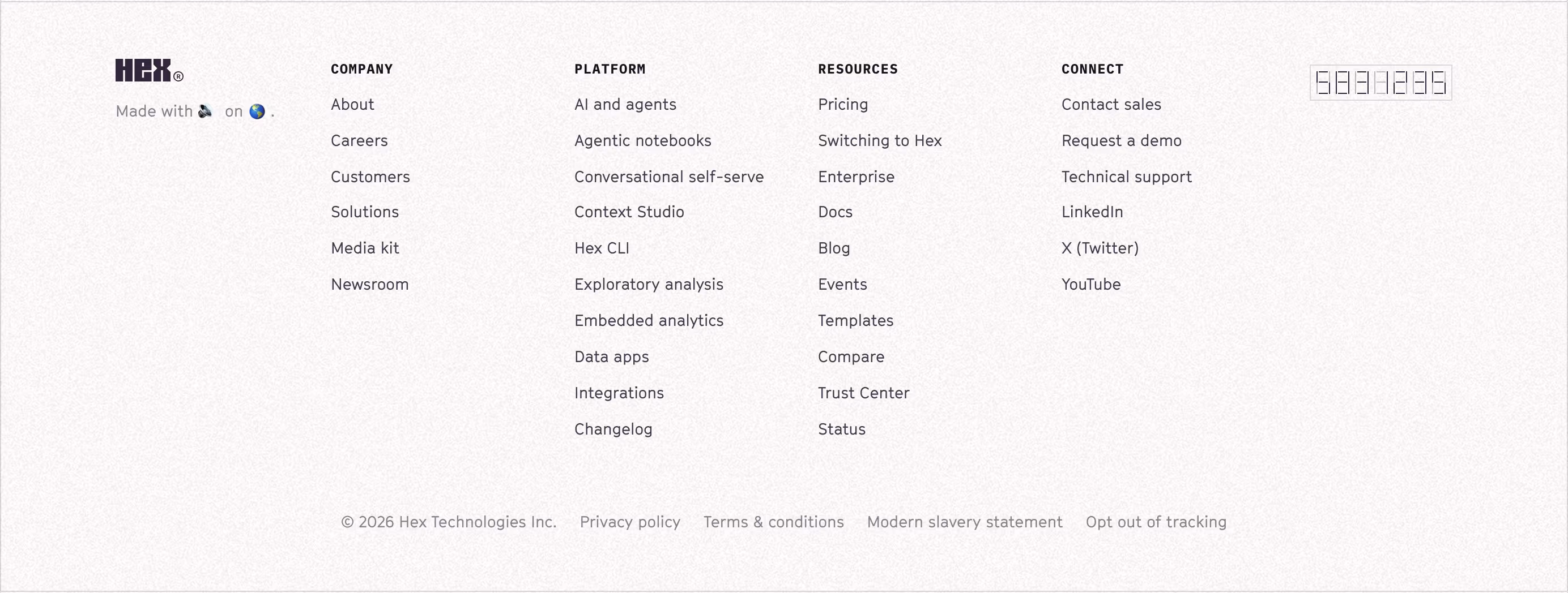 Hex footer design — Data & Analytics