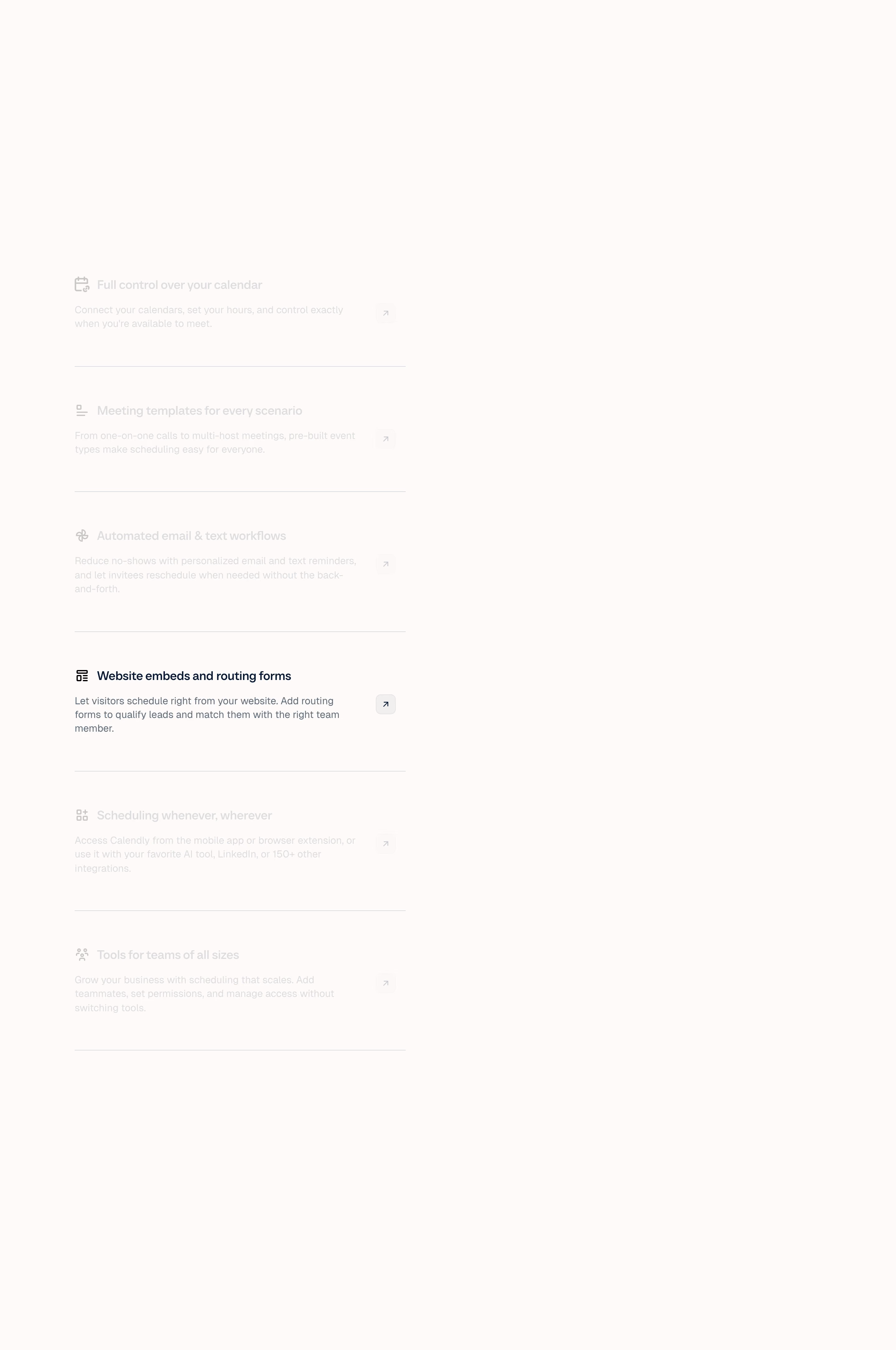 Calendly Features section design