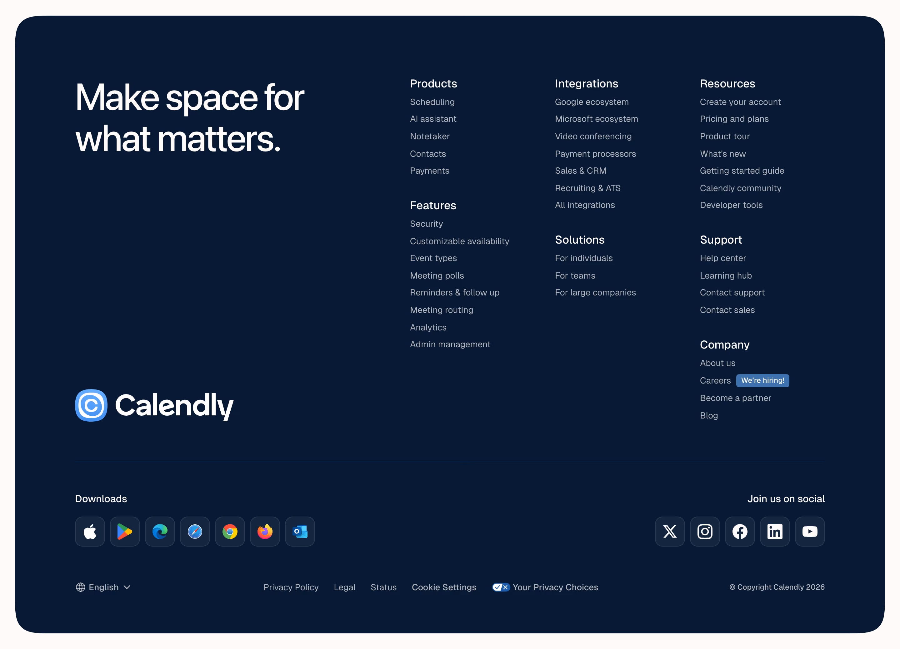 Calendly Footers section design
