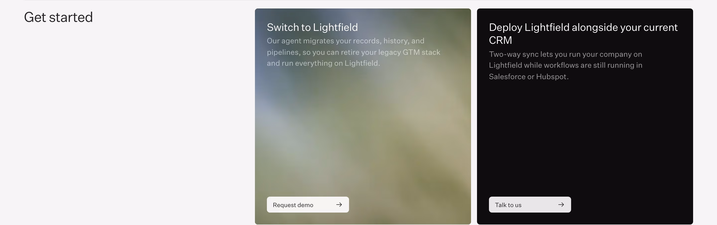 Lightfield cta design — Marketing