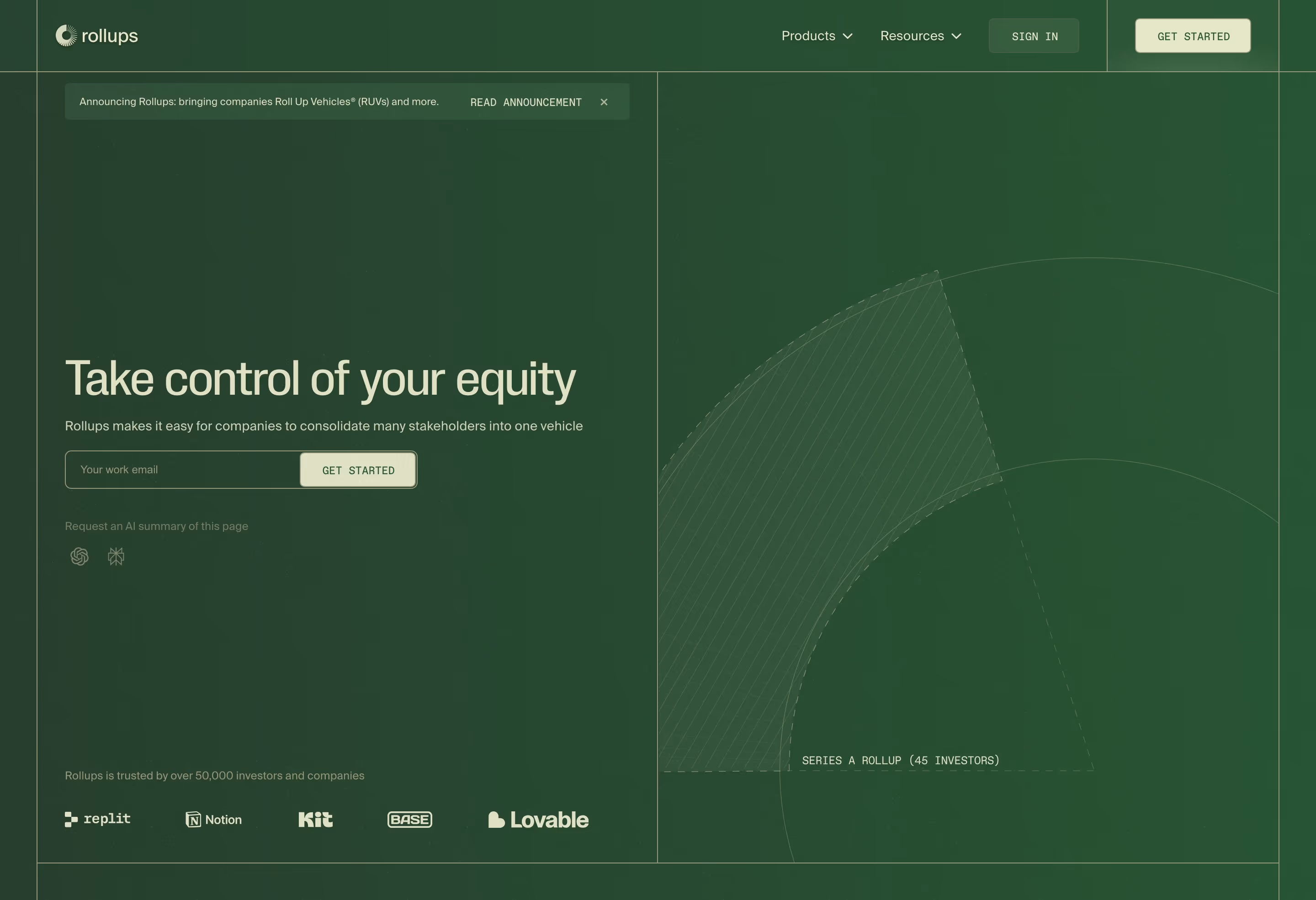 Rollups hero design — Finance & Commerce