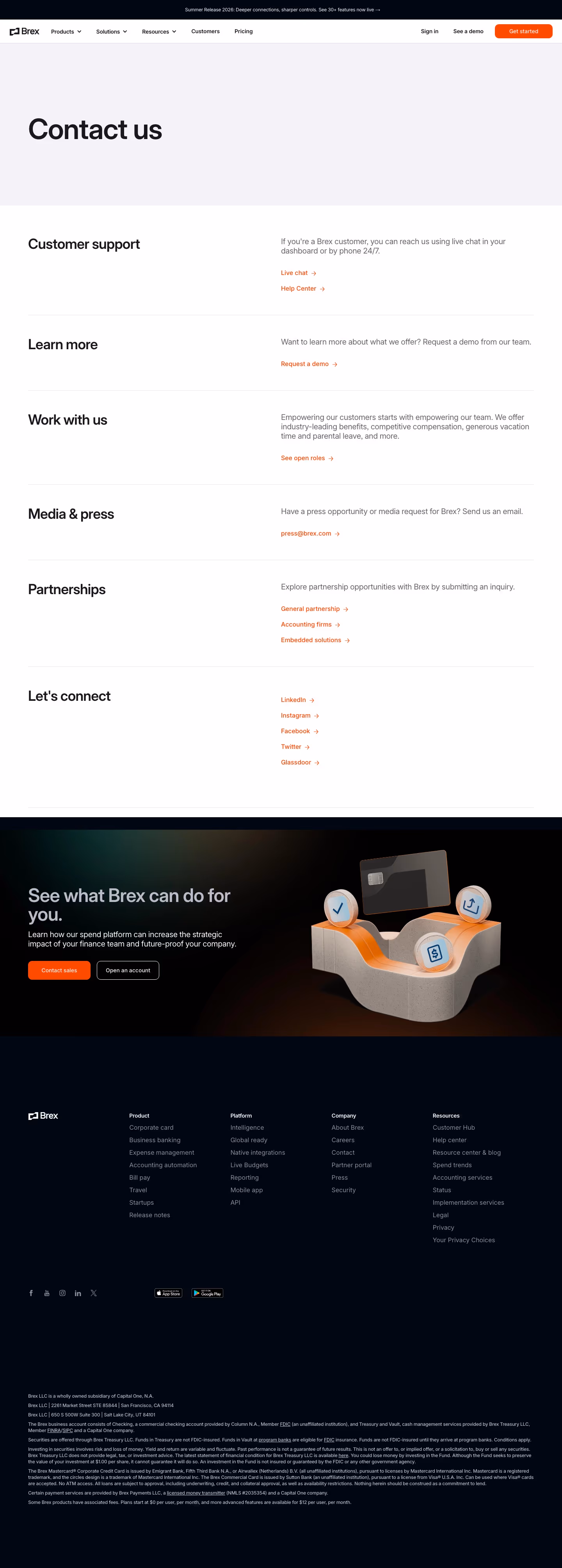 Brex contact — Finance & Commerce