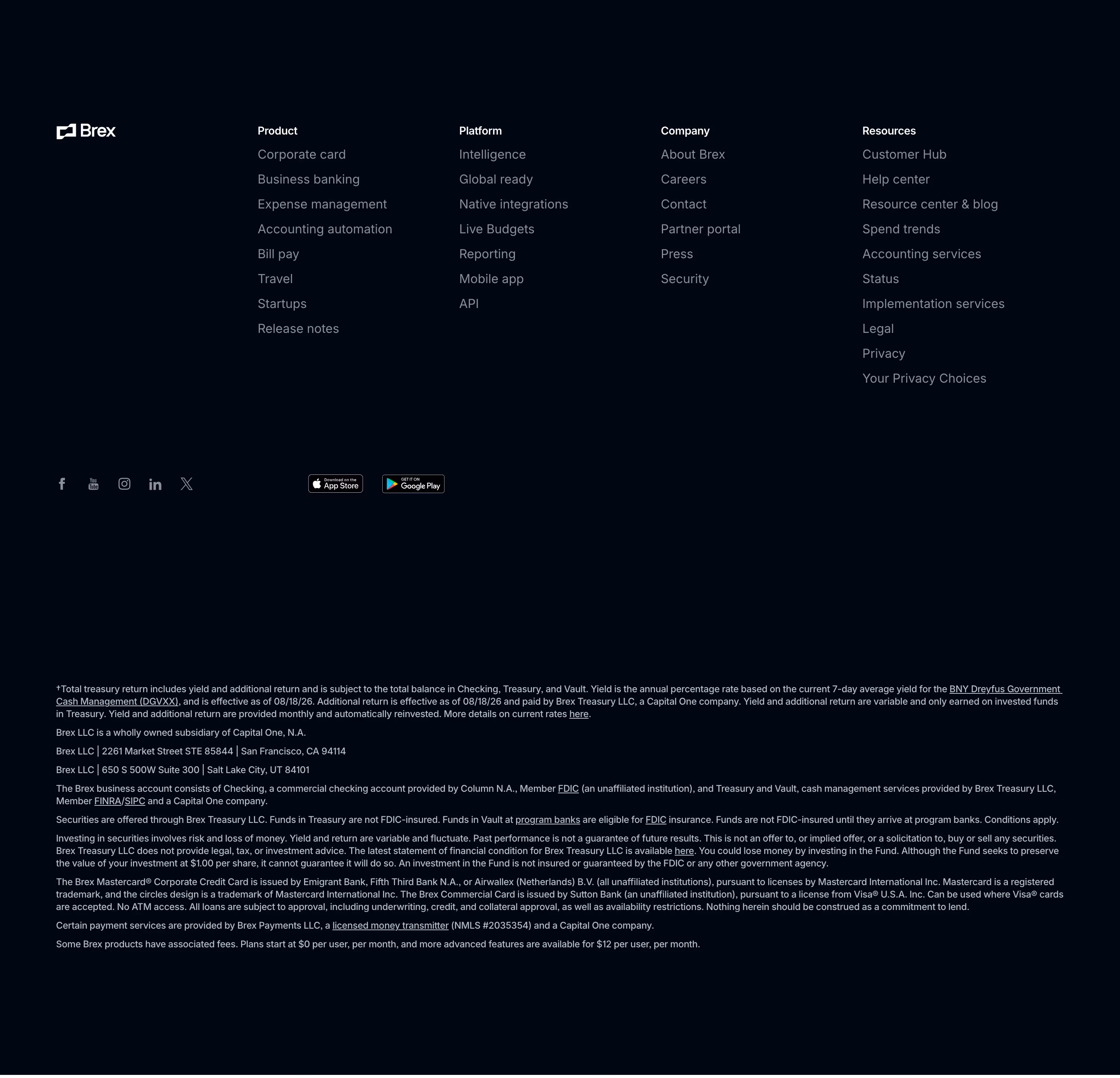 Brex footer design — Finance & Commerce
