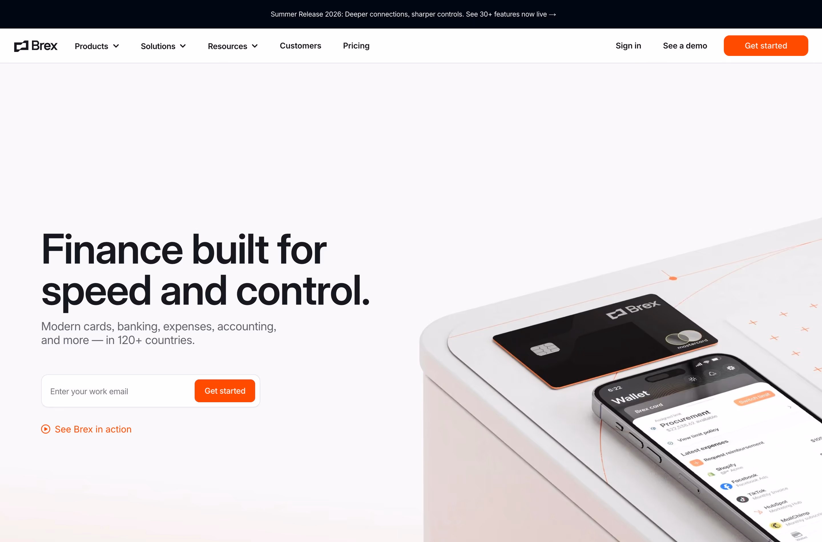 Brex hero design — Finance & Commerce