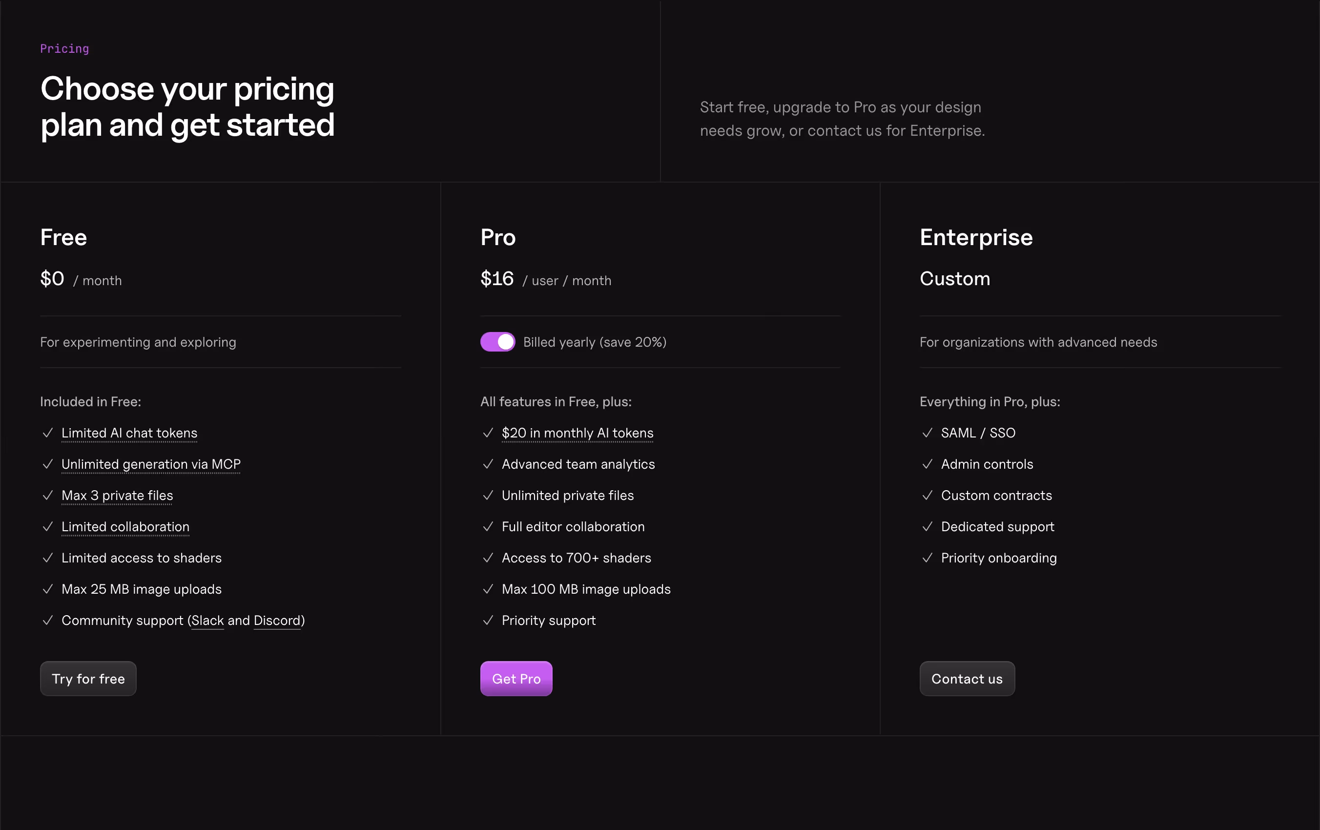 Wonder pricing design — Design & Creative