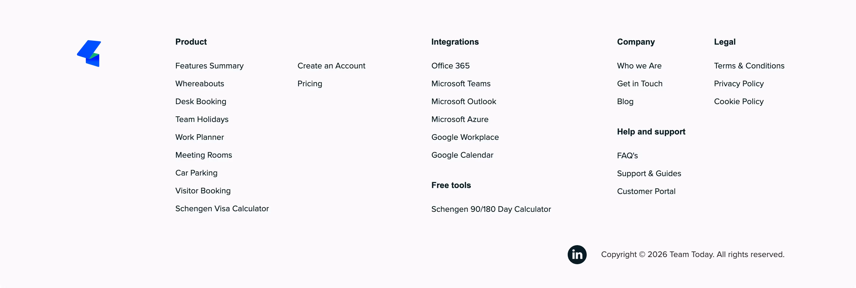 Team-today footer design — Productivity & Collaboration