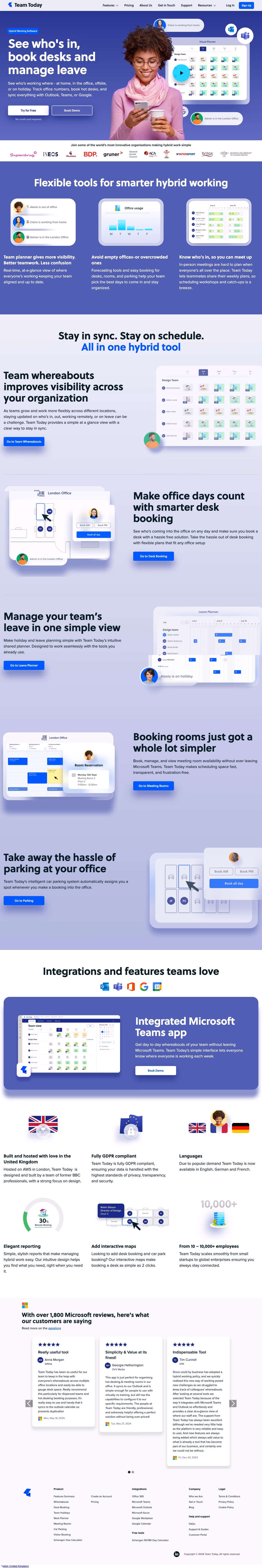 Team-today landing page design — Productivity & Collaboration