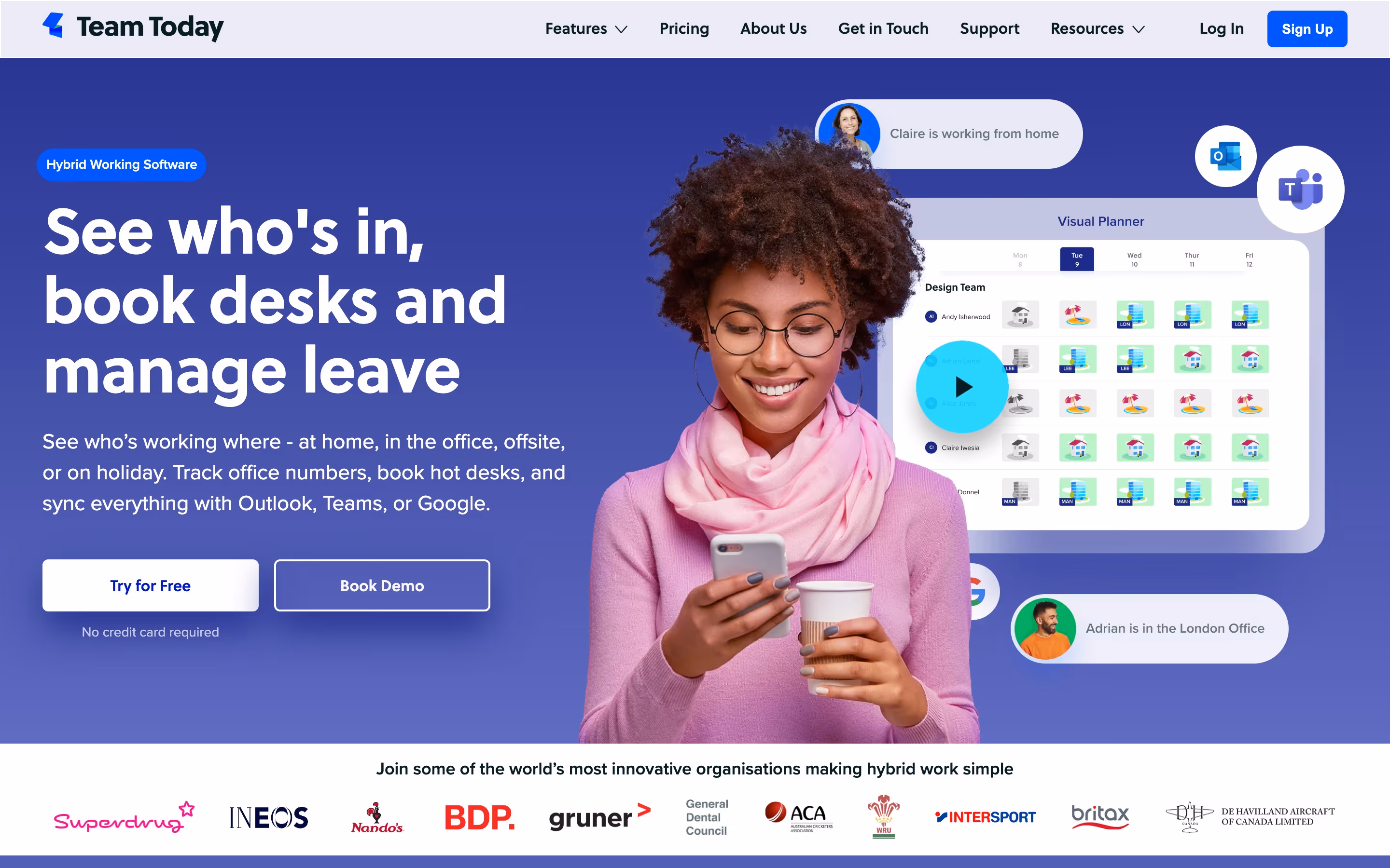 Team-today hero design — Productivity & Collaboration