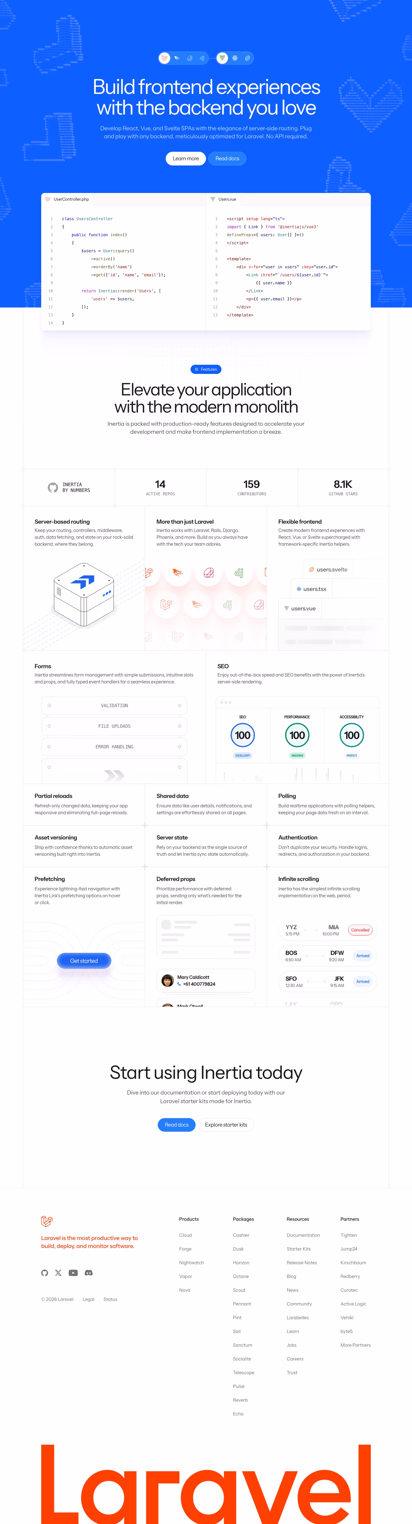 Inertiajs landing page design — Engineering & Infrastructure