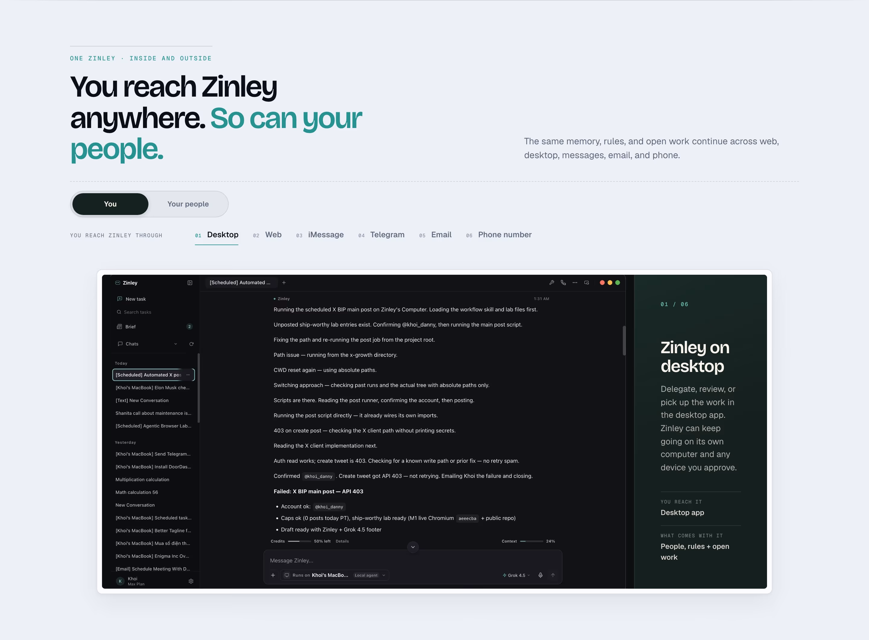 Zinley feature design — Productivity & Collaboration