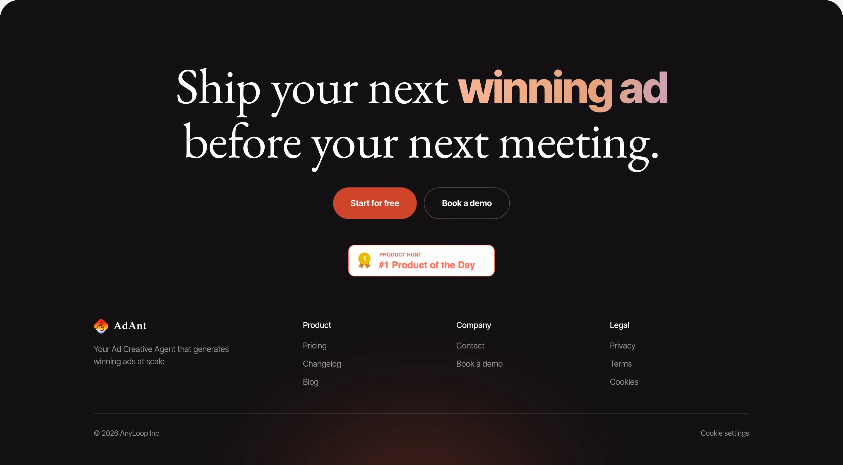 Adant footer design — Marketing