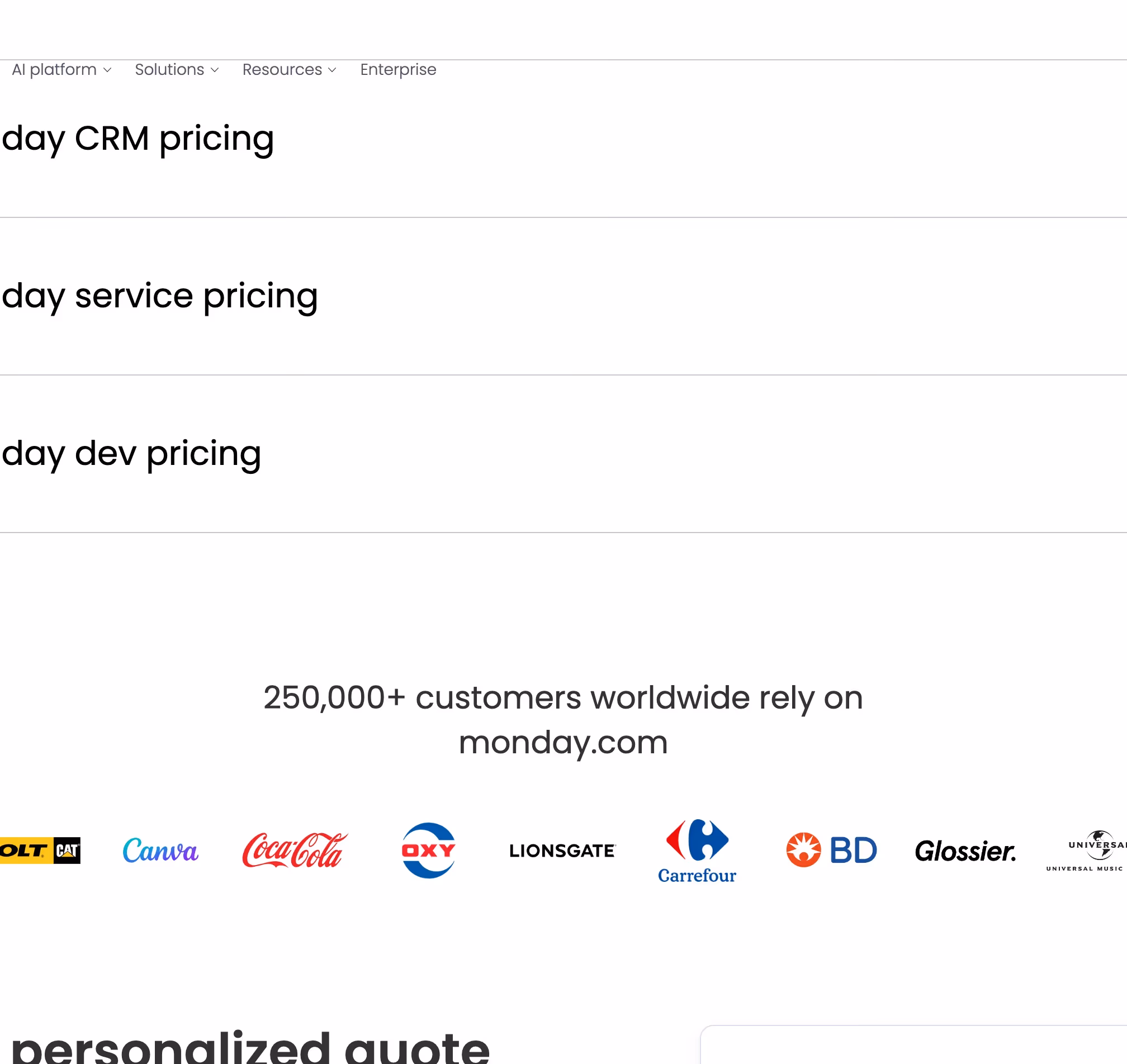 Monday pricing design — Productivity & Collaboration