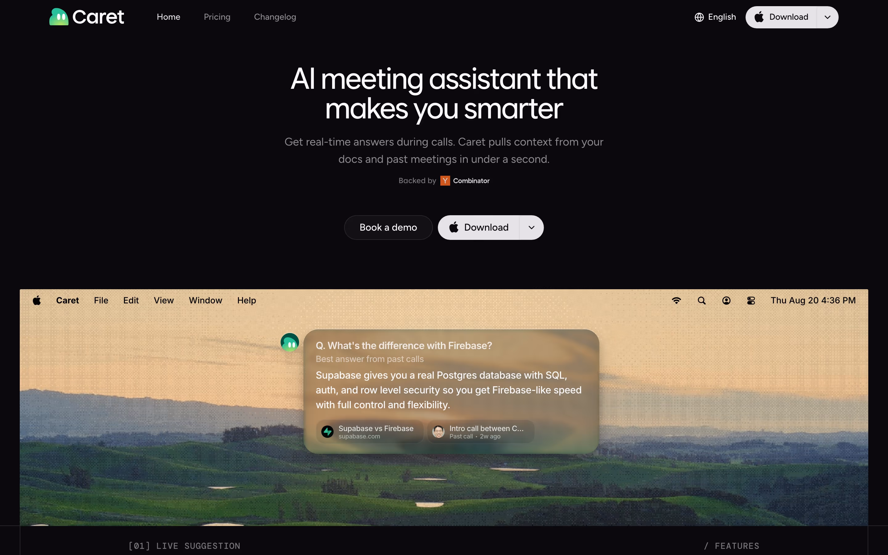 Caret hero design — Productivity & Collaboration