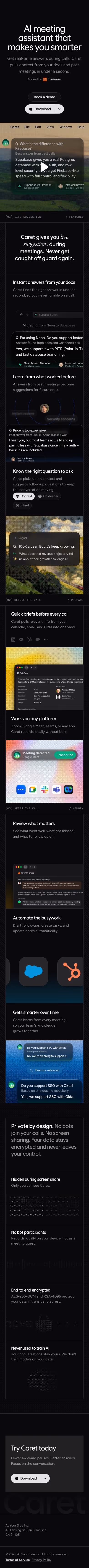 Caret mobile design — Productivity & Collaboration