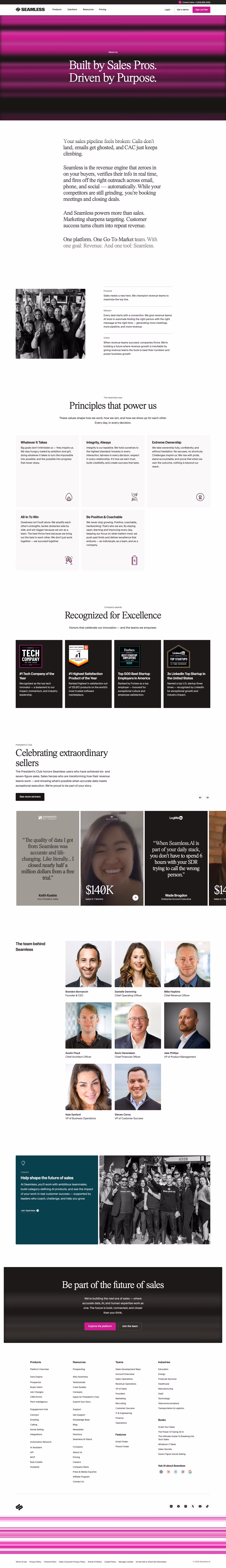 Seamless.AI About Us section design