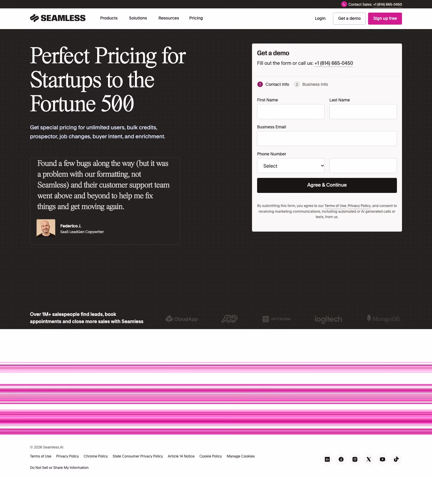 Seamless.AI Pricing & Plans section design