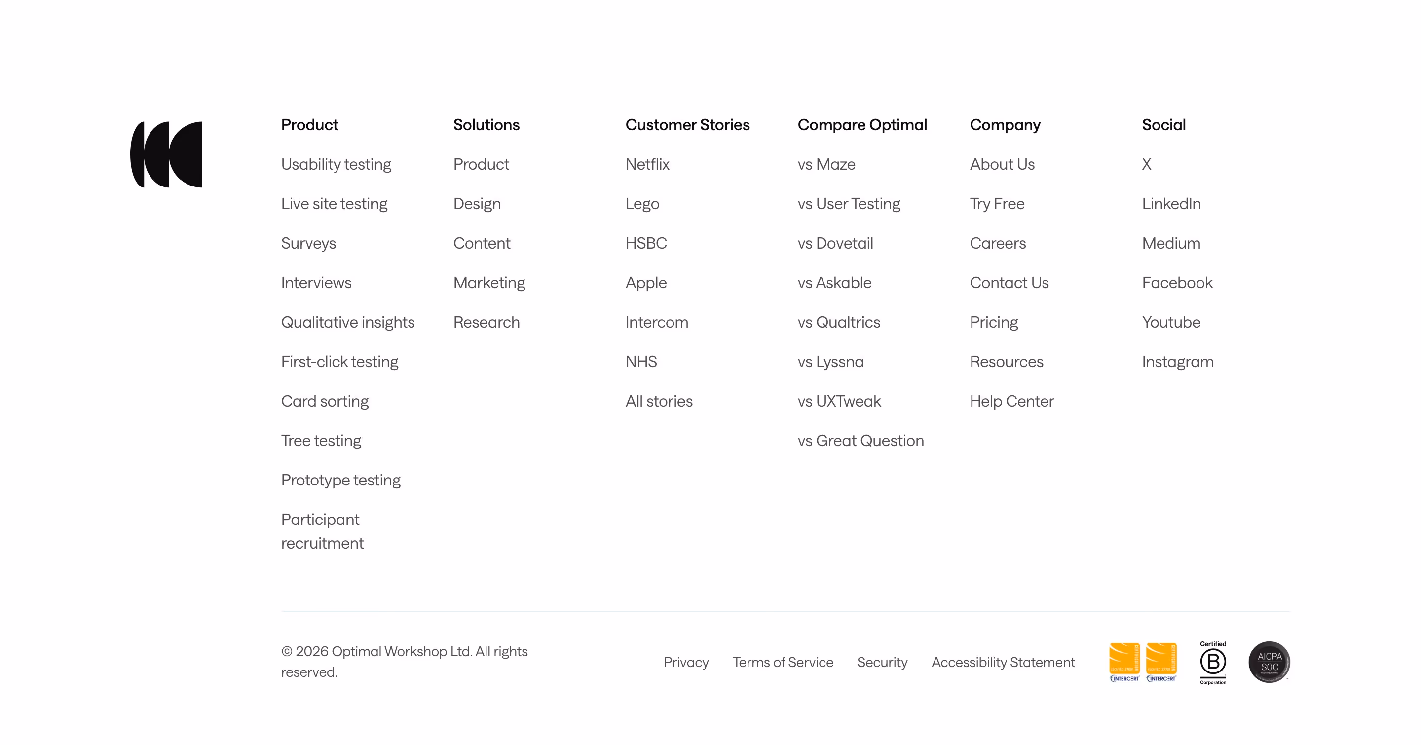 Optimalworkshop footer design — Design & Creative