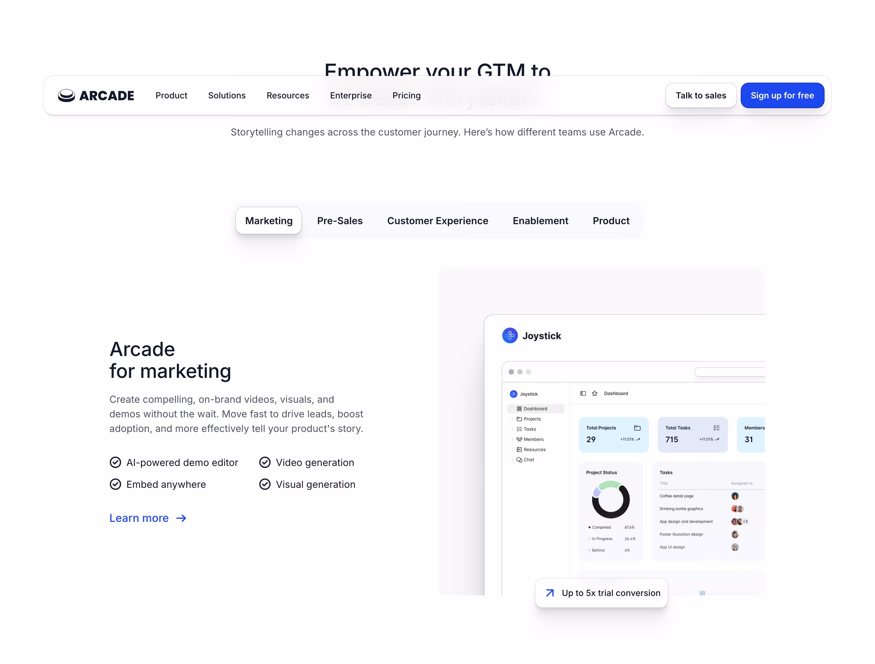 Arcade feature design — Marketing