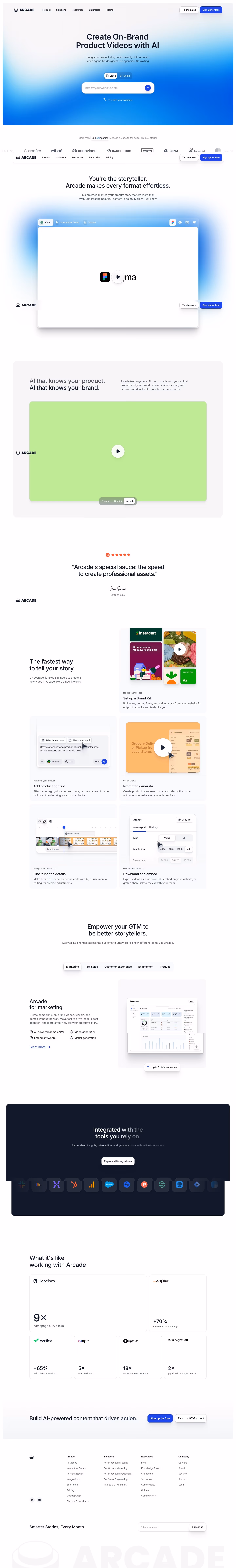 Arcade full landing page screenshot (desktop)