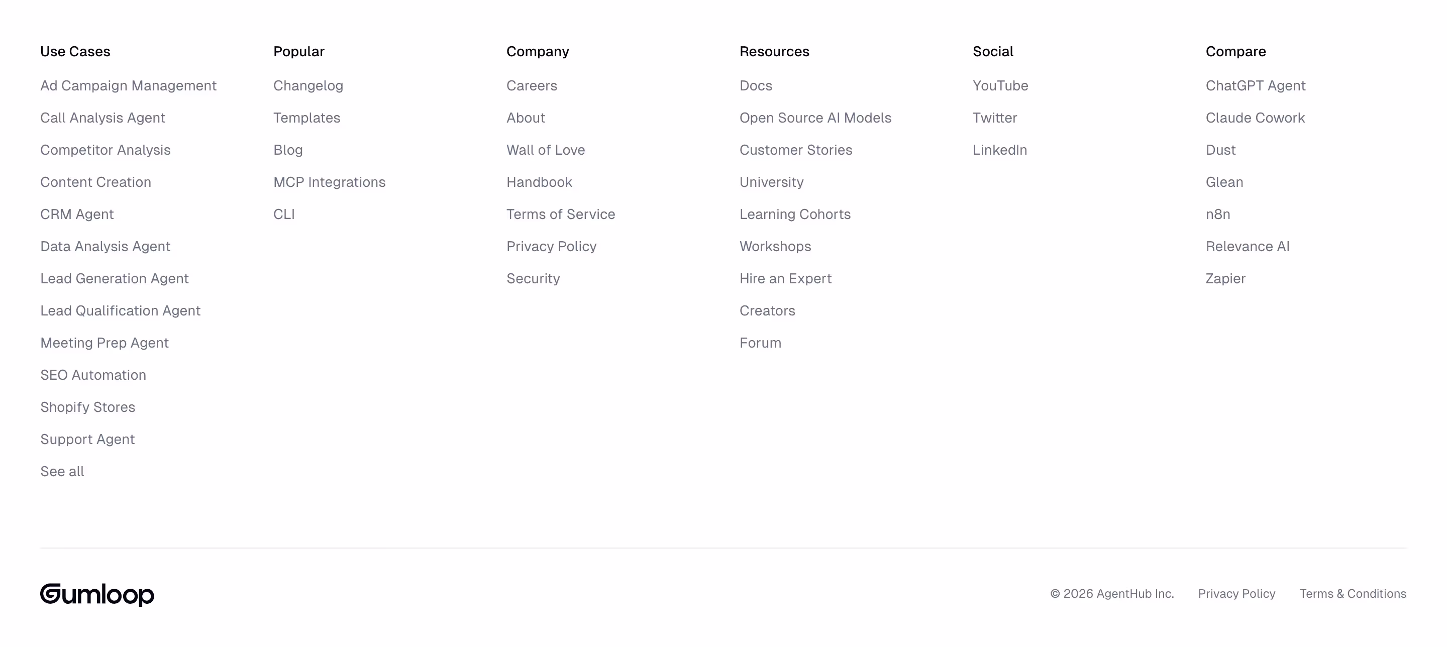 Gumloop footer design — Engineering & Infrastructure