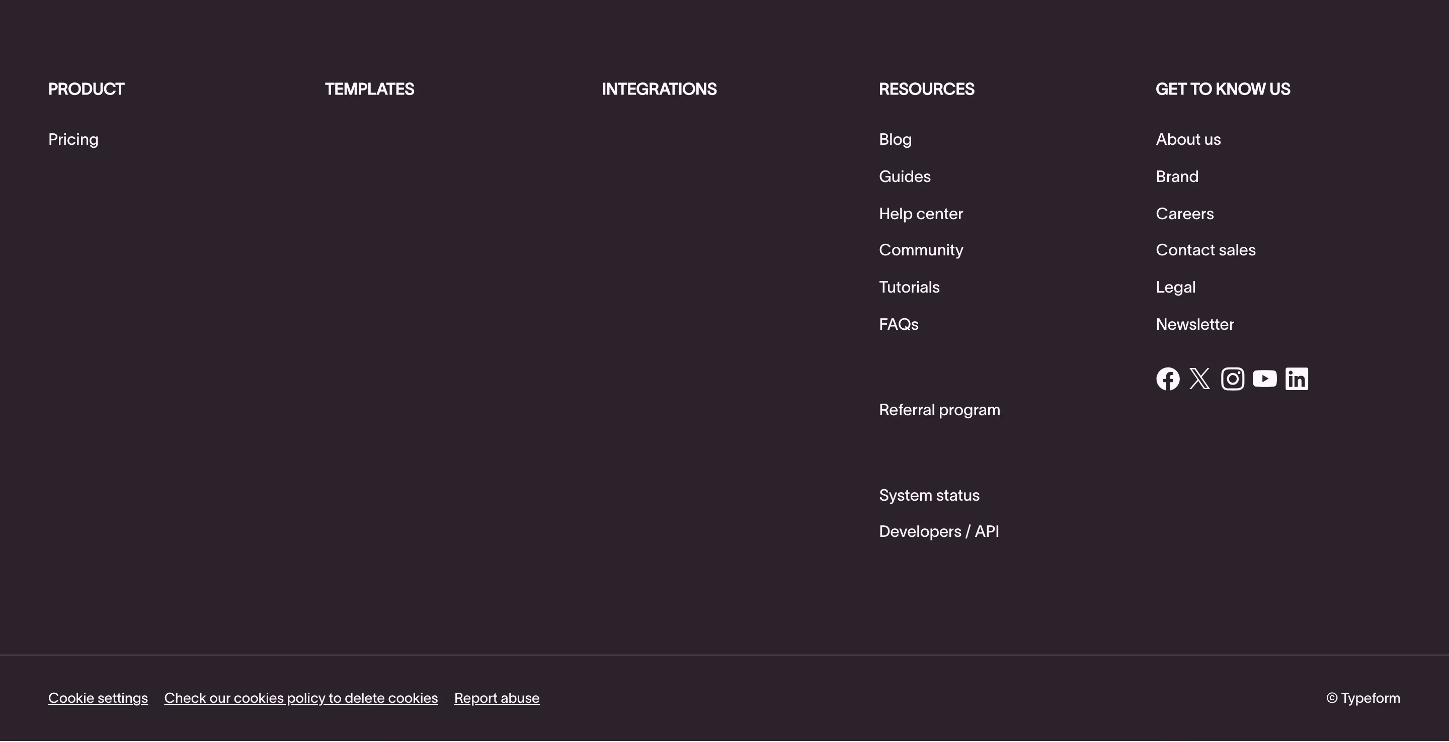 Typeform footer design — Marketing