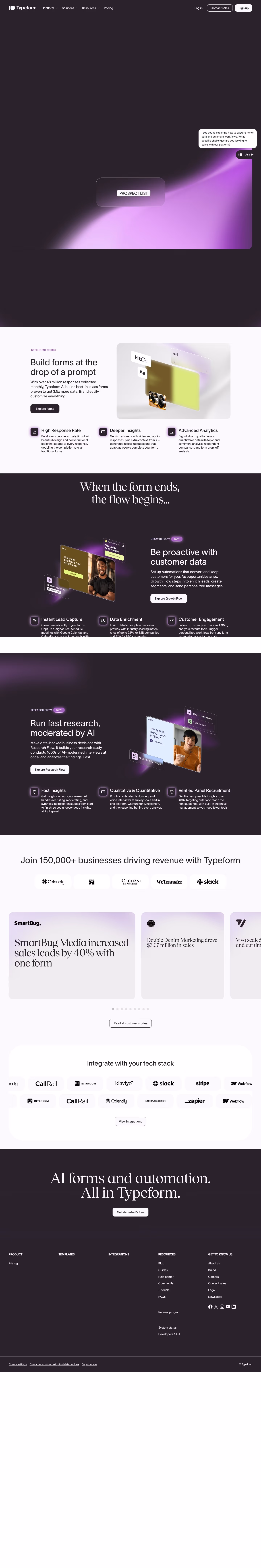 Typeform landing page design — Marketing