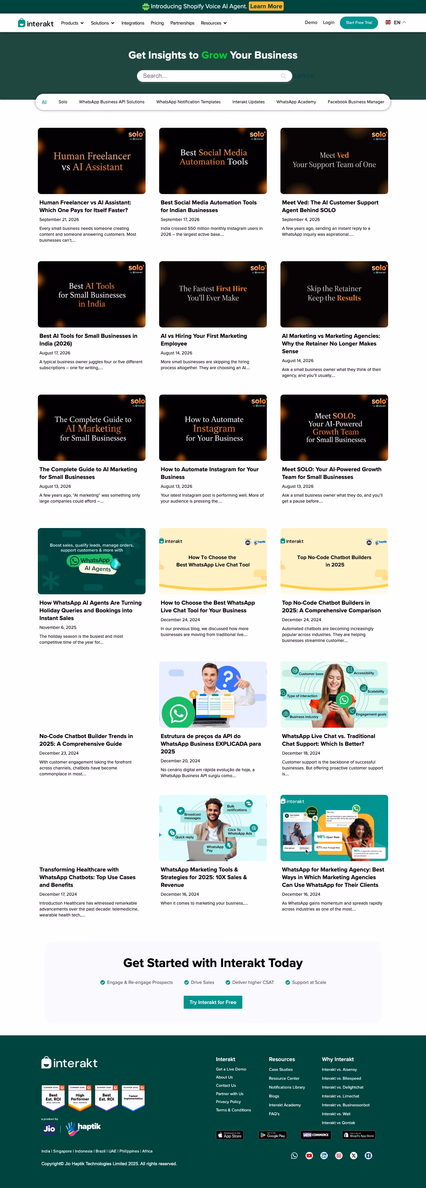 Interakt Blog pages section design
