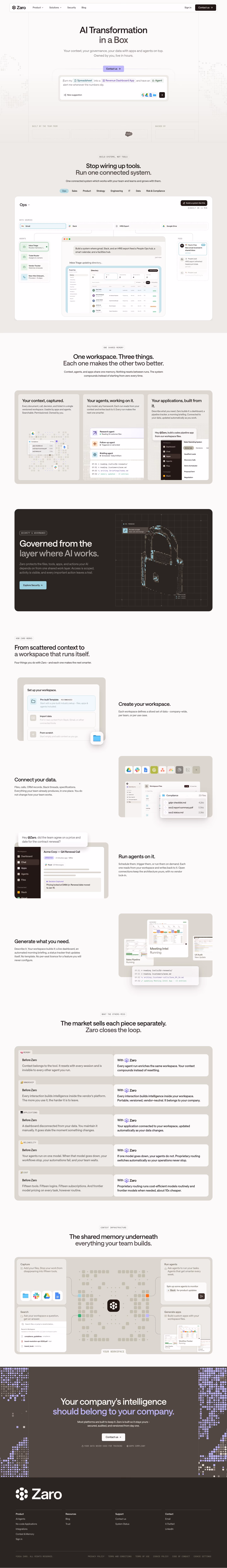 Zaro full landing page screenshot (desktop)