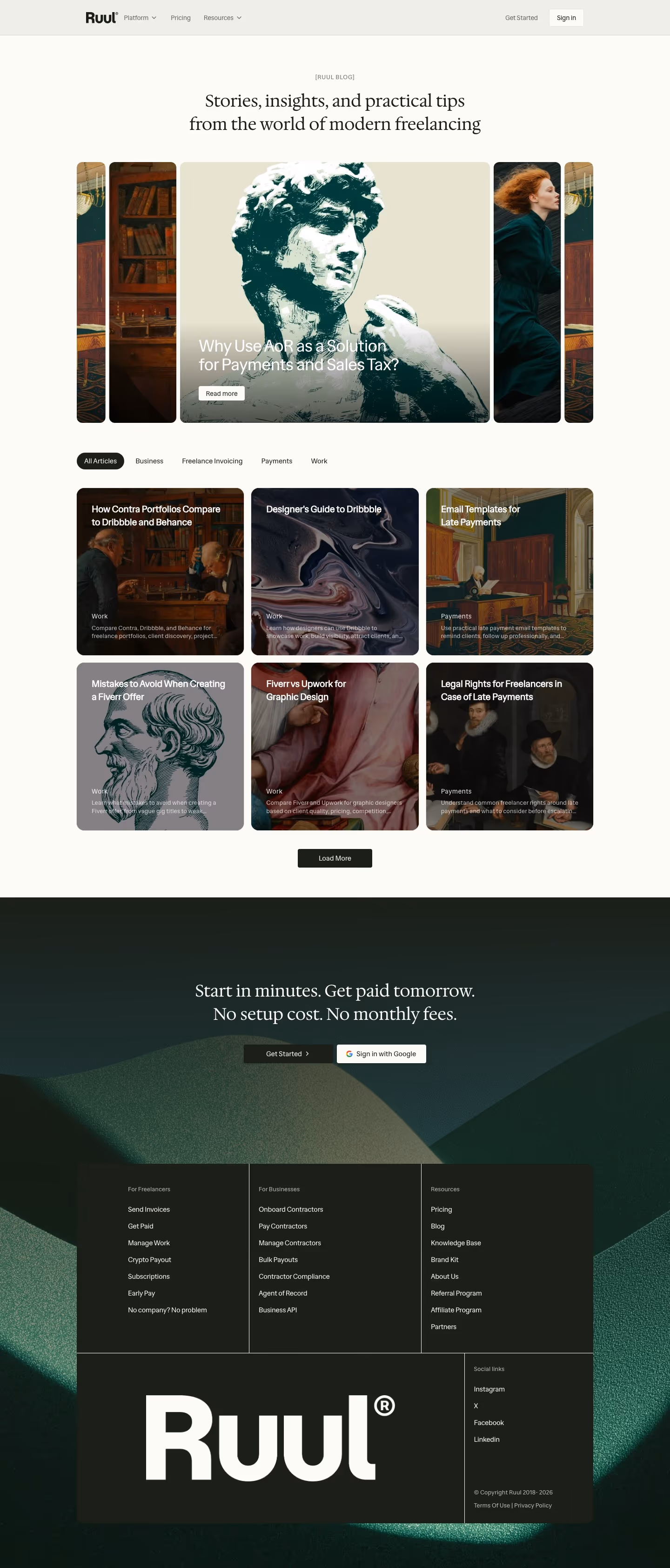 Ruul Blog pages section design