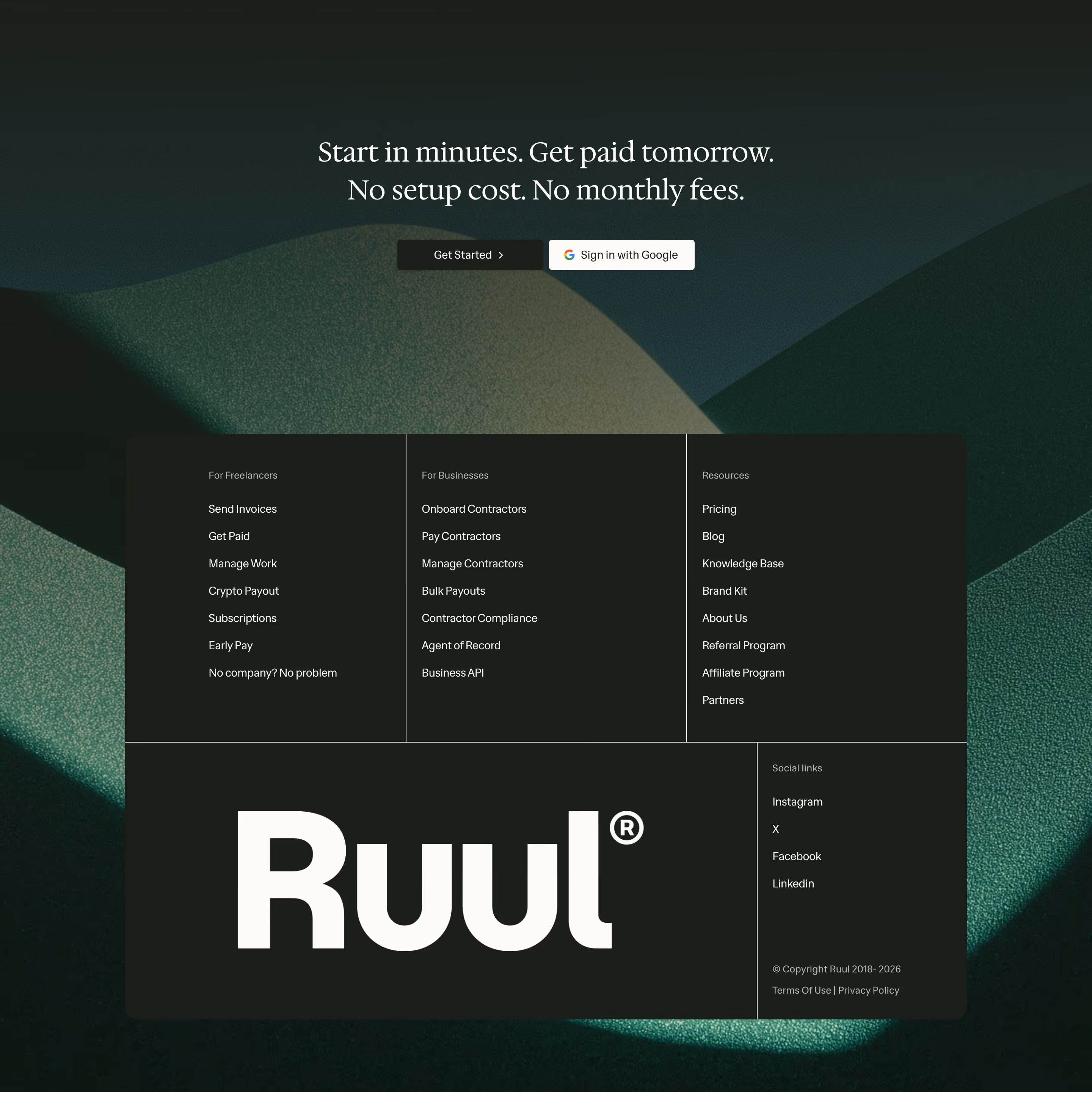 Ruul Footers section design