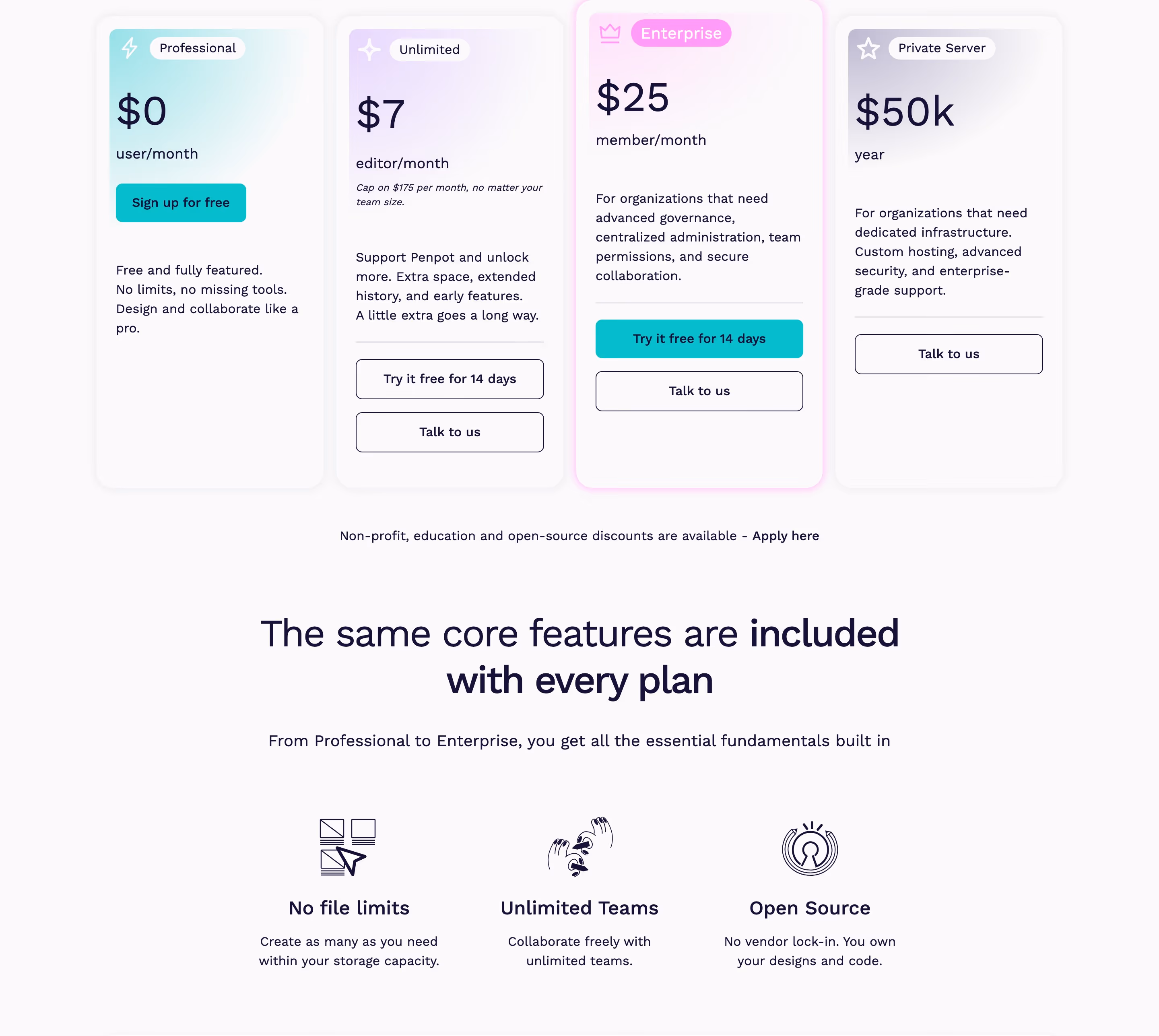 Penpot pricing design — Design & Creative