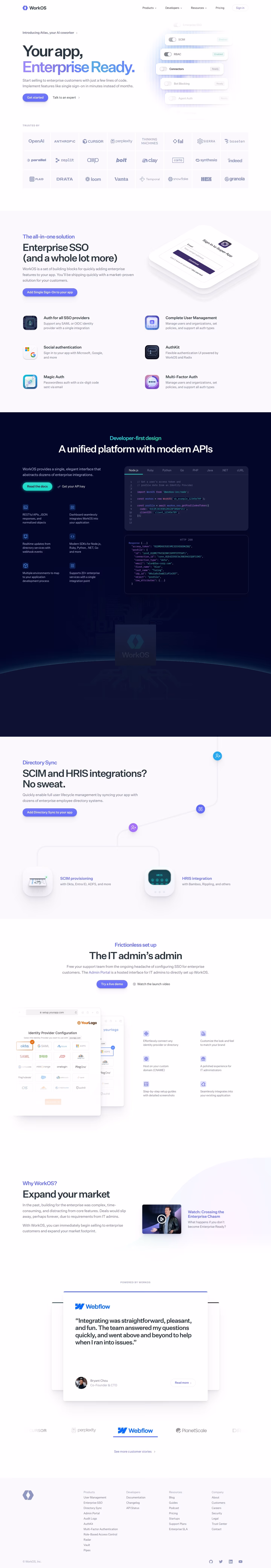 Workos landing page design — Engineering & Infrastructure