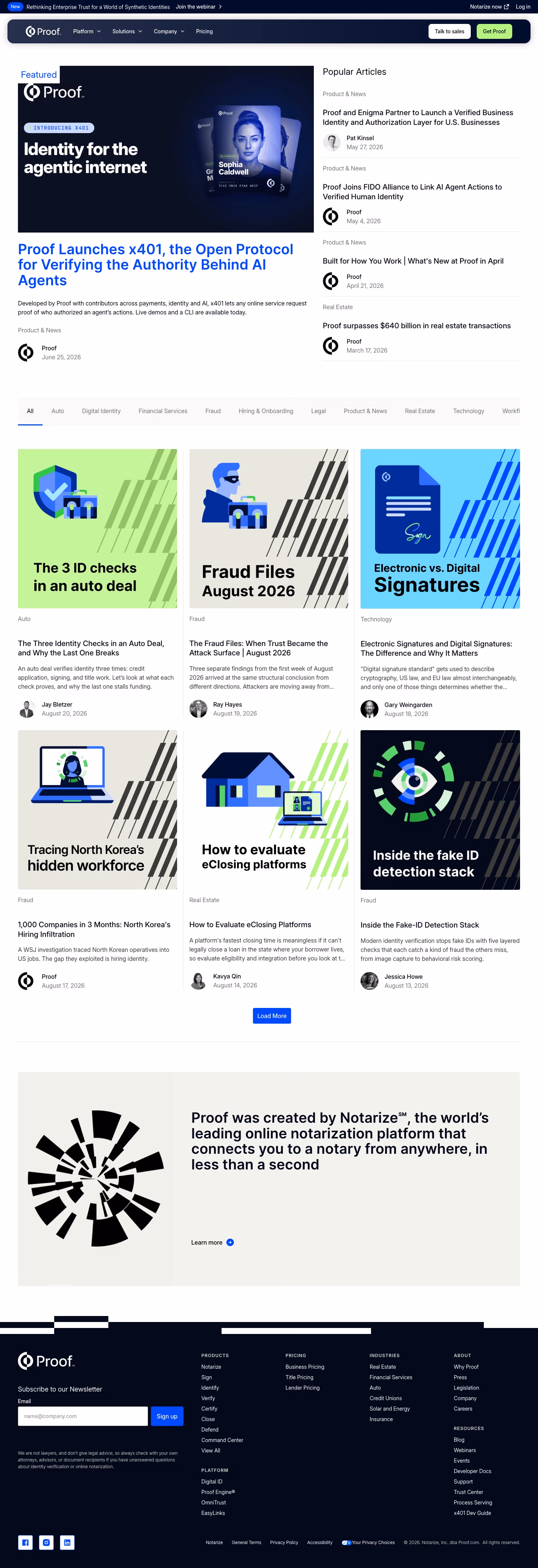 Proof Blog pages section design