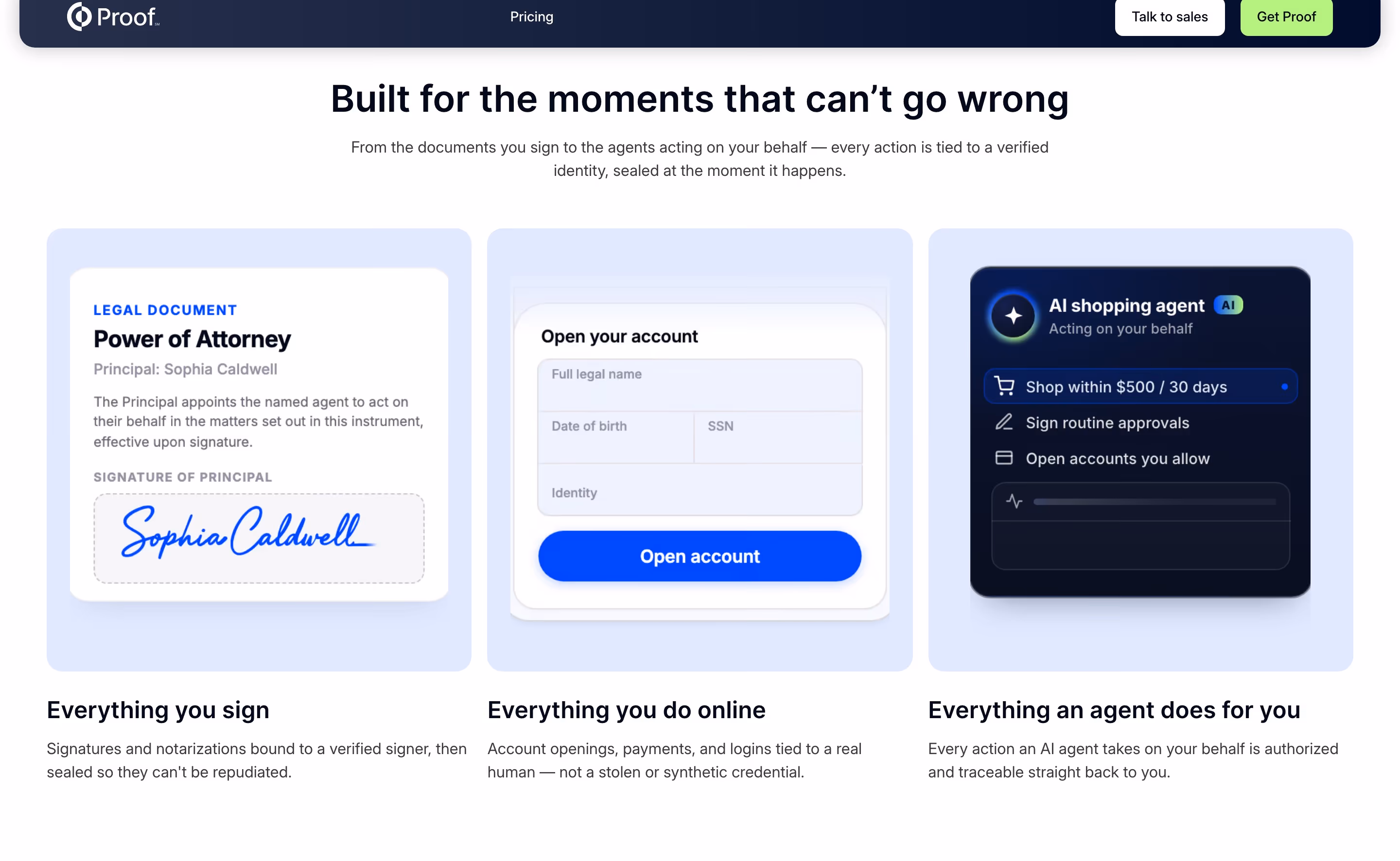 Proof feature design — Security