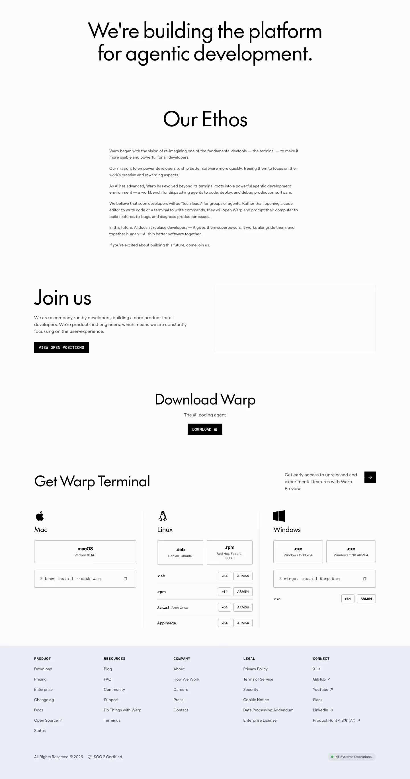 Warp About Us section design